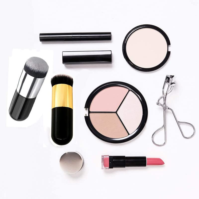 SHIDARA 2-Piece Foundation Brush Set - Chubby Makeup Brushes for Liquid, Cream & Powder Cosmetics (Golden & Silver) | Perfect for Flawless Blending & Professional Makeup Application