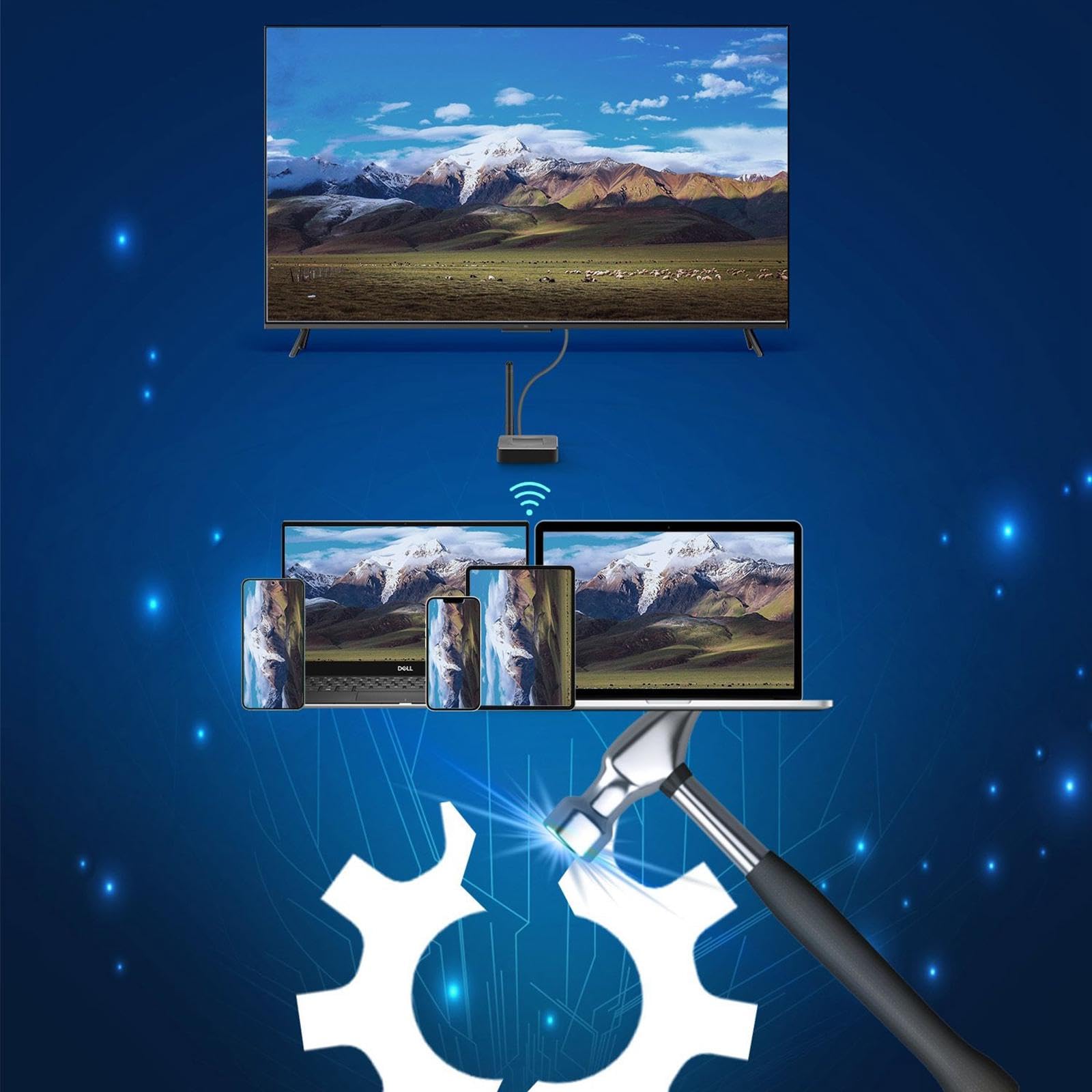 MERISHOPP® Wireless HDMI Transmitter & Receiver Kit - 4K Ultra HD Streaming from PC/Laptop to HDTV, Supports Full HD 1080P & 4K@60Hz Video Audio Transmission - Perfect for Home Theater, Gaming, Presentations & Office Meetings