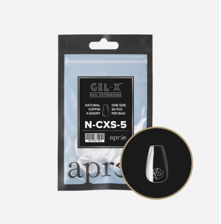 Apres Gel X Refill Tips 2.0 - 50pcs Natural Extra Short Coffin Nail Tips for DIY Manicure at Home | Salon Quality Press On Nails for Easy Application & Long Lasting Wear
