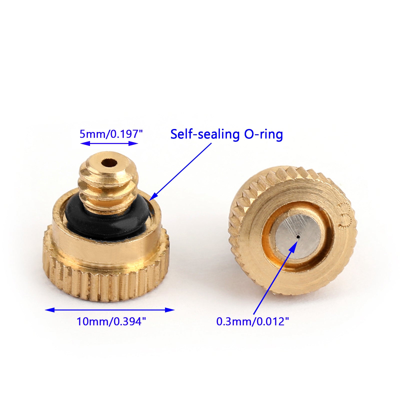 10X Brass Misting Nozzles - High Pressure Water Spray Nozzles for Outdoor Cooling Systems (0.012
