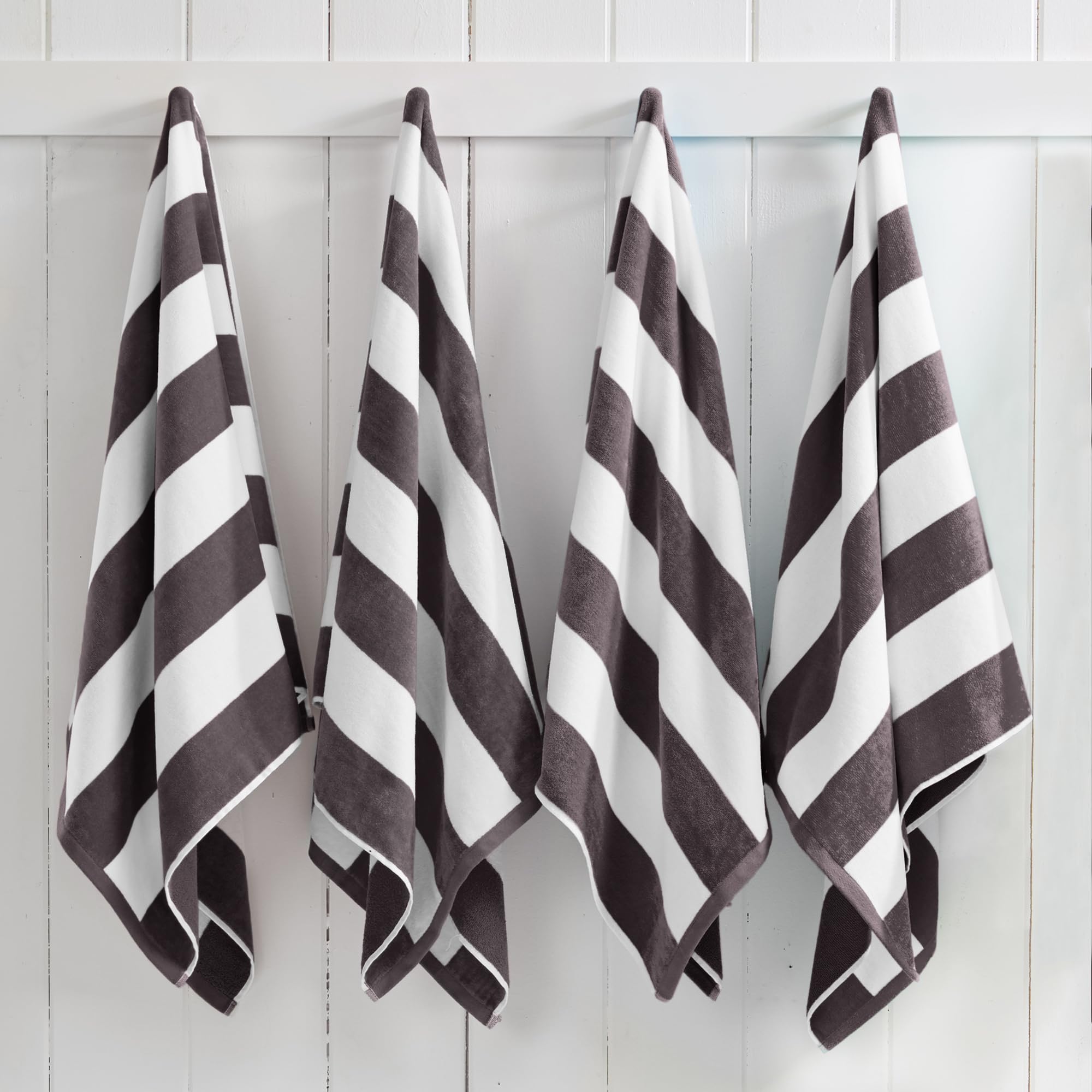 Great Bay Home 100% Cotton Velour Beach Towels 4 Pack - Quick Dry, Large 30