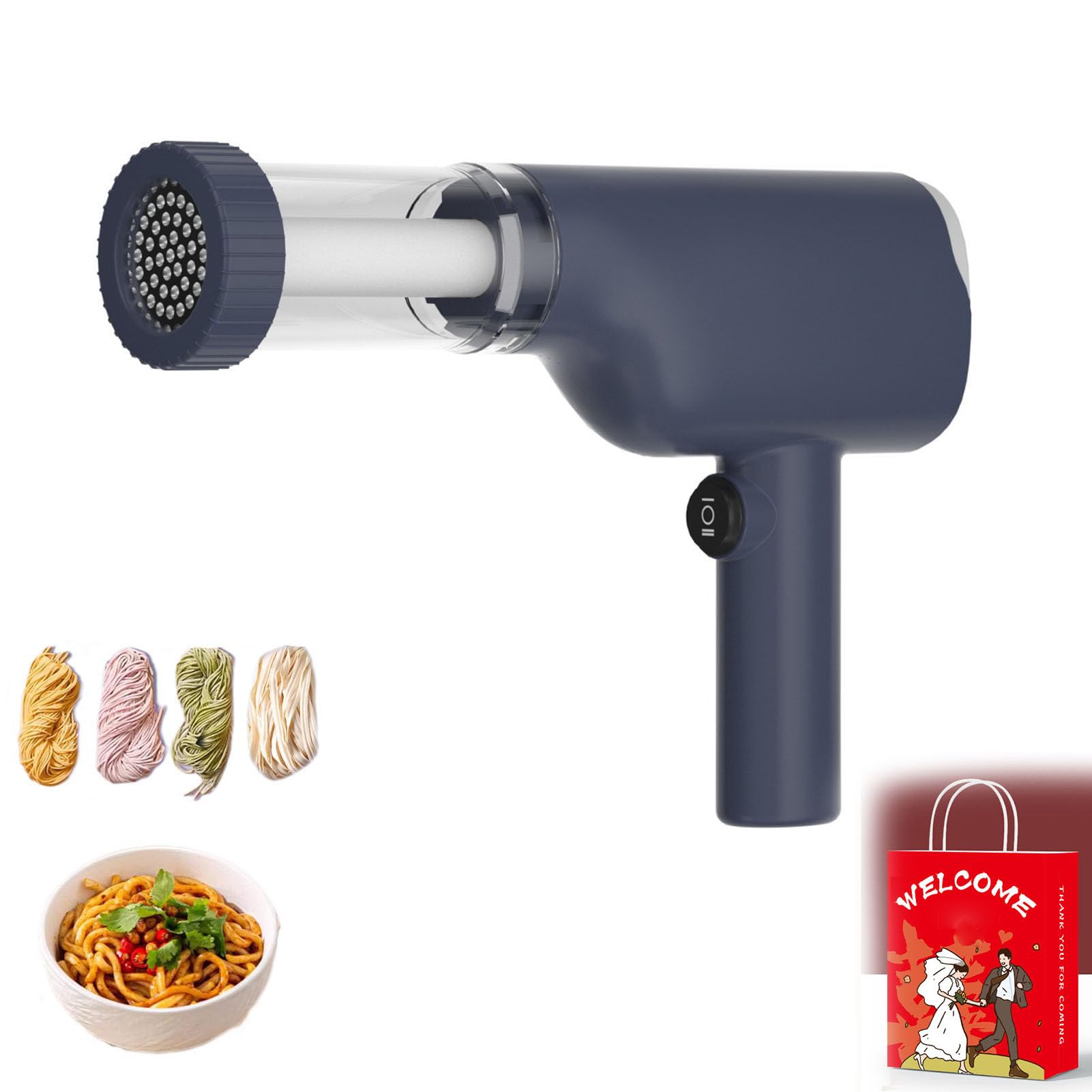 Automatic Electric Idiyappam Maker - 5-in-1 Multi-Function Pasta Maker for Idiyappam, Noodles & More | Handheld & Easy to Use | Perfect for Indian Cuisine, Home Cooking & Quick Meals (Blue)