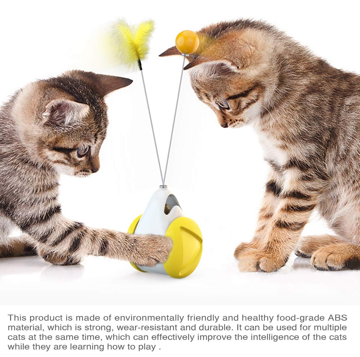 Interactive Catnip Ball Toy for Indoor Cats - 360° Self-Rotating Chaser & Balance Swing Car Toy (Yellow) | Fun Exercise & Stress Relief for Kittens & Adult Cats