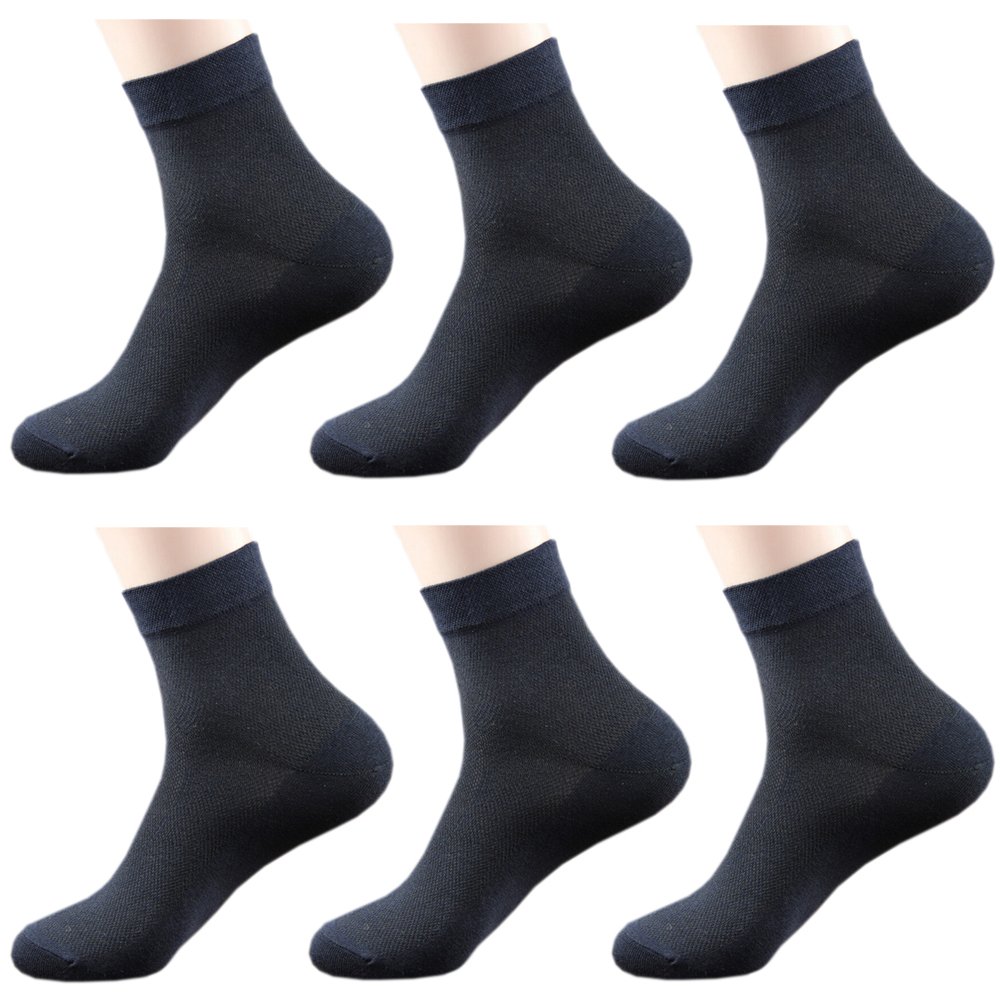 Men's Cotton Crew Socks 6-Pack - Breathable Ankle Dress Socks for Work, Sports & Casual Wear - Thin Athletic Socks for Business, Gym & Everyday Comfort