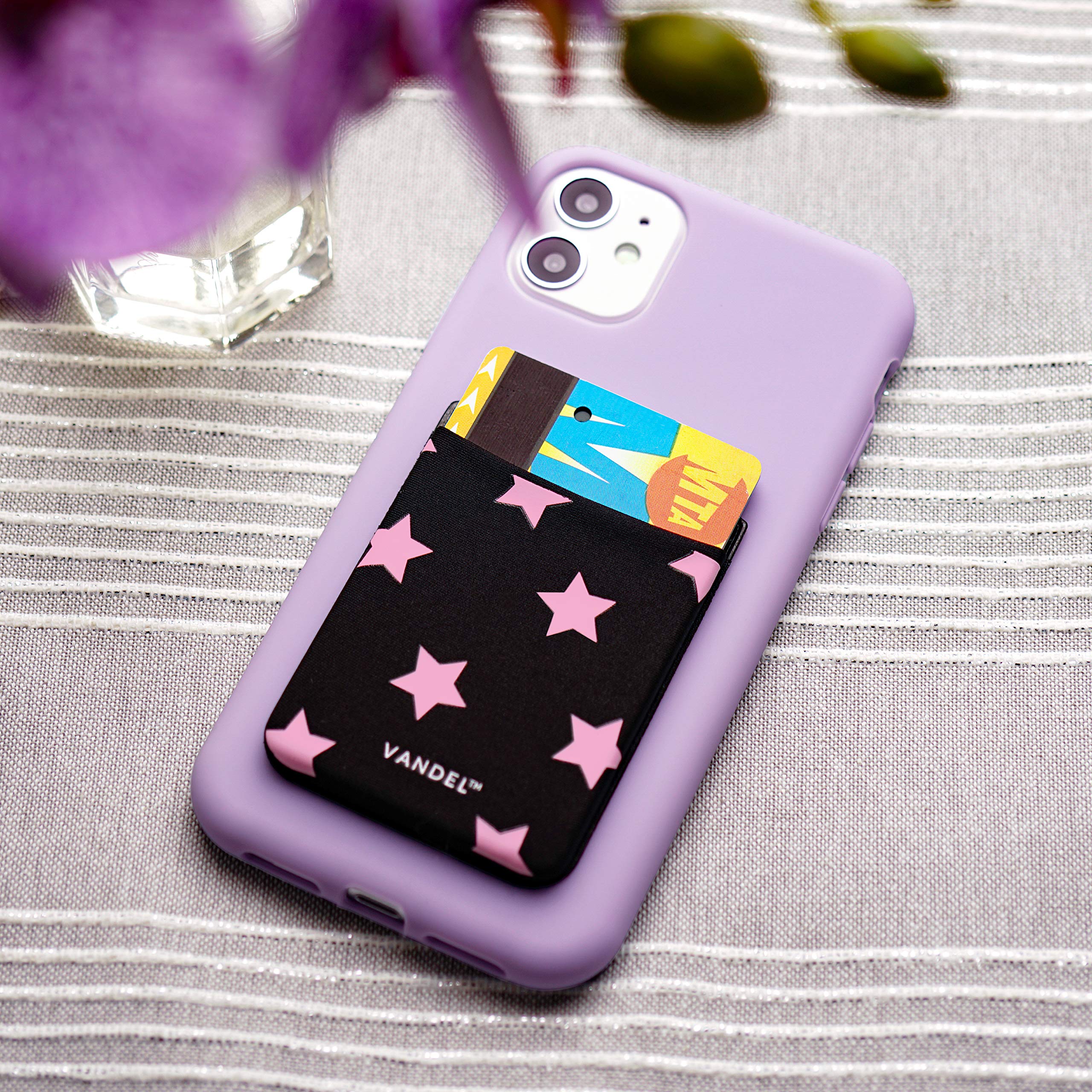 VANDEL Stick-On Fabric Phone Wallet for Women - Cute Credit Card Holder for iPhone Case, Adhesive Back Pocket for Cards & Cash (Perfect for Shopping, Travel & Everyday Use)