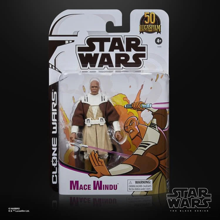 Star Wars The Black Series Mace Windu (Clone Wars) Exclusive 6-Inch Action Figure - Collectible Toy for Fans & Display, Perfect for Cosplay & Gift Giving