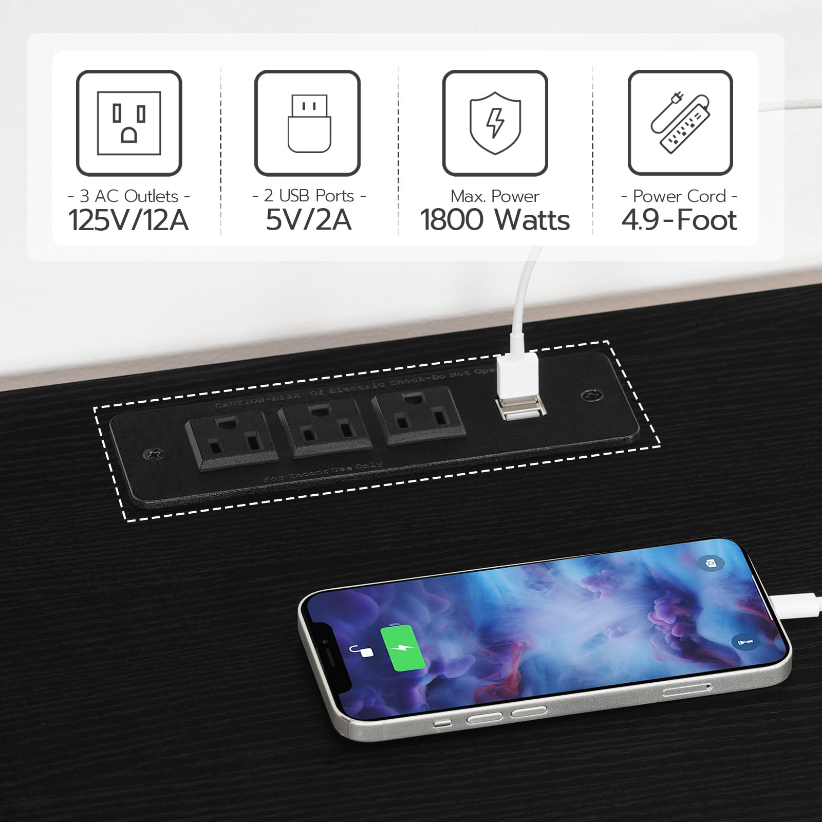 HOOBRO 75 Inch LED TV Stand with Charging Station & 3-Tier Open Storage - 63
