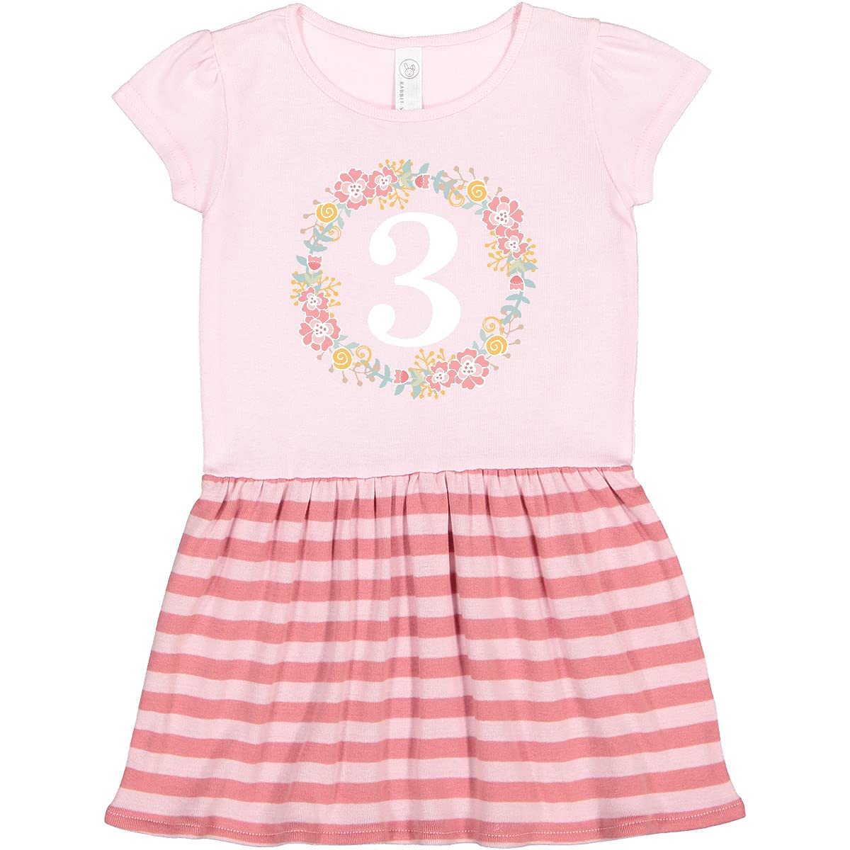 Inktastic 3rd Birthday Rose Wreath Girls Toddler Dress - Cute Floral Outfit for Birthday Party, Photo Shoot & Special Occasions