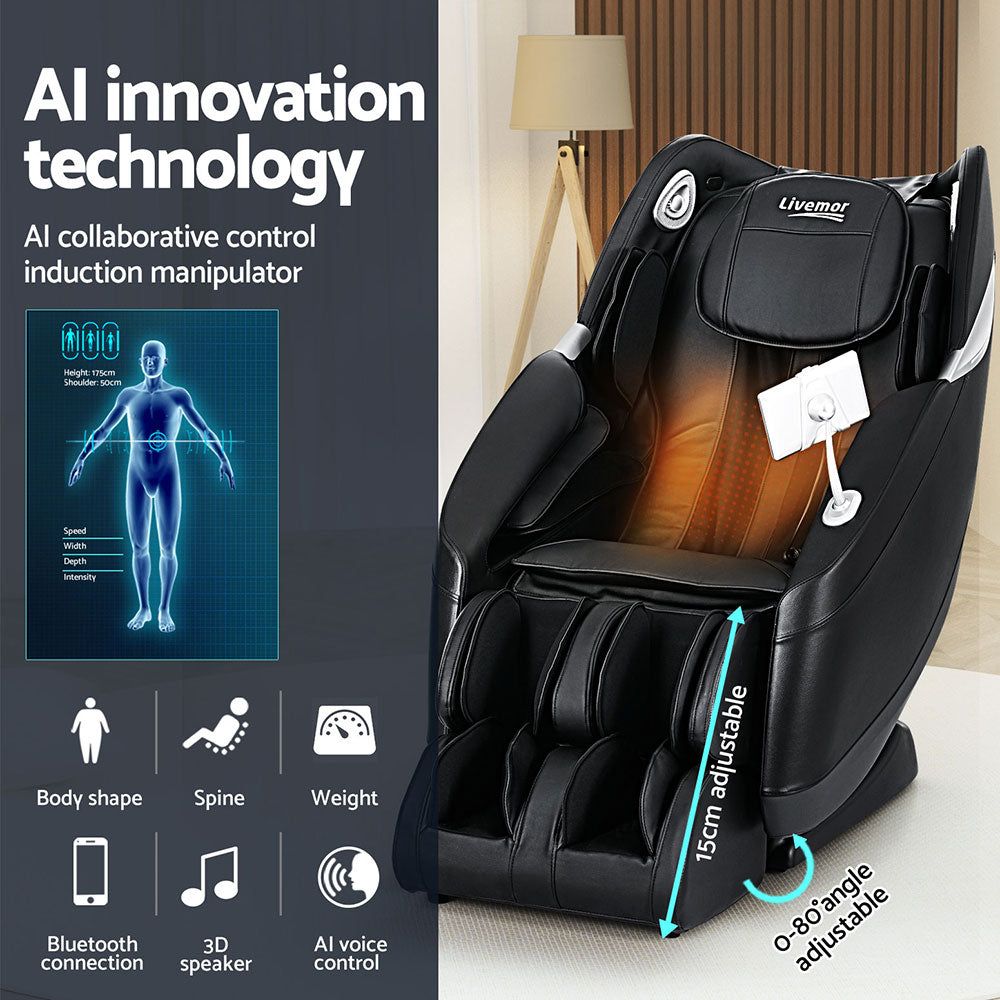 Livemor 3D Electric Massage Chair Recliner with Full Body Shiatsu Massage - Perfect for Home, Office & Relaxation Therapy