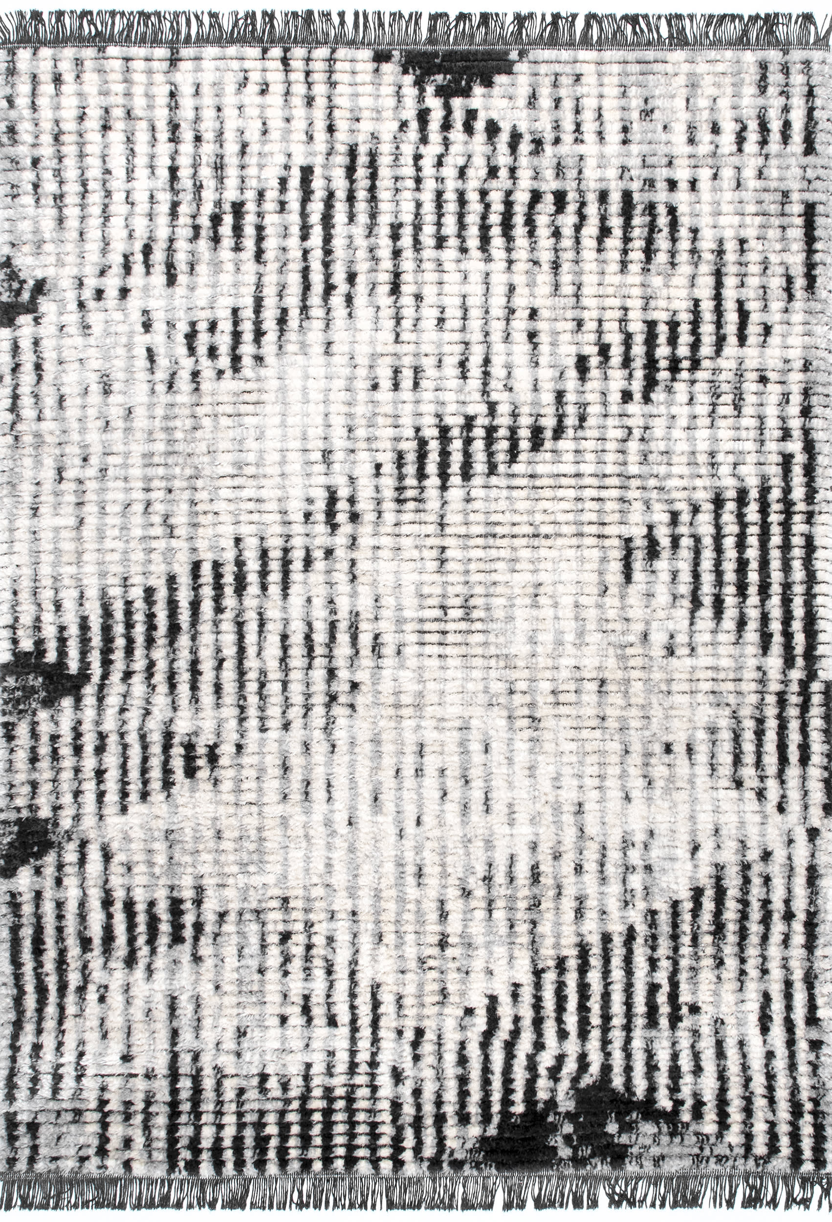 Faded Stripes Fringed Rug - Soft Grey Bohemian Style Area Rug for Living Room, Bedroom or Dorm Decor
