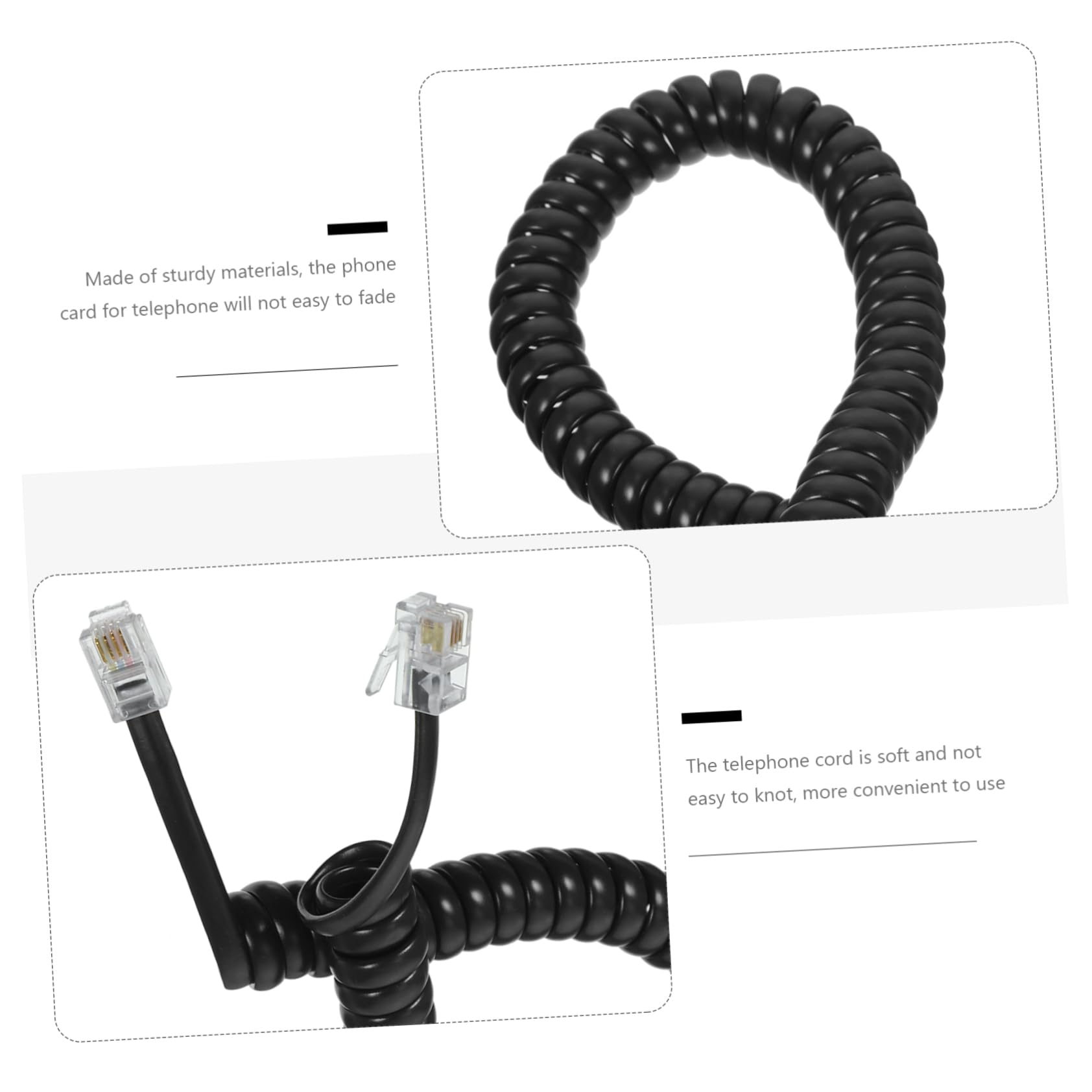 DOITOOL 2-Pack Spiral Telephone Cords for Landline Phones - 6ft Coiled Handset Cable with Tangle-Free Design - Perfect for Home, Office, and Business Use