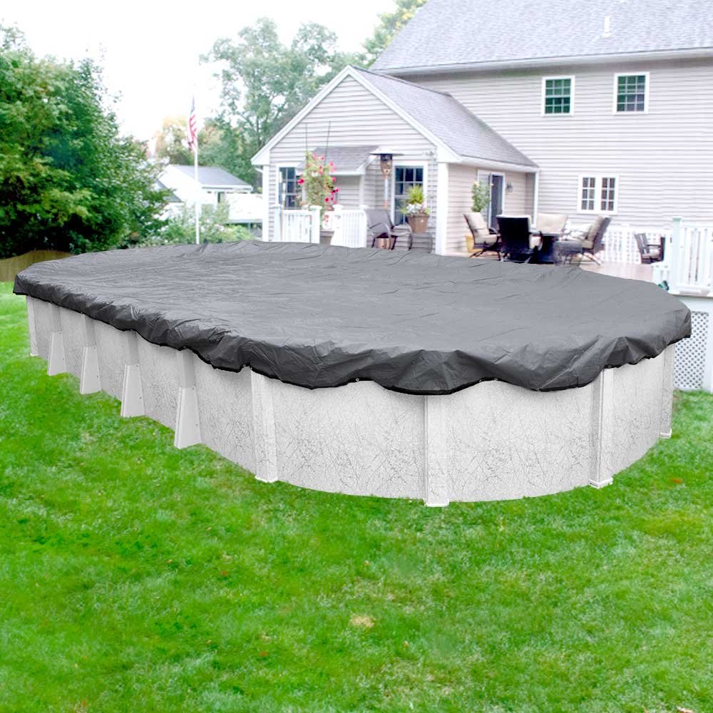 Pool Mate 301530-4-PM 20-Year Premium Oval Above-Ground Winter Pool Cover 15x30 ft, Dove Gray - Heavy Duty Protection for Inground & Above Ground Pools During Cold Months