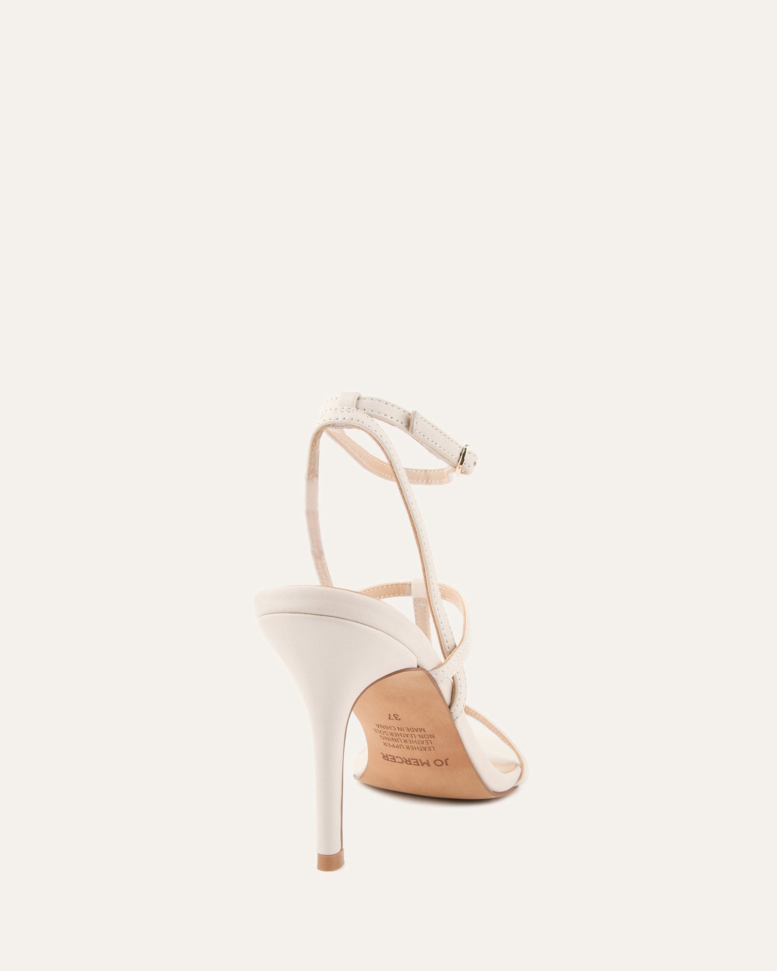 Lacey High Heel Sandals for Women - Off White Leather Strappy Dress Shoes for Weddings, Parties & Evening Events