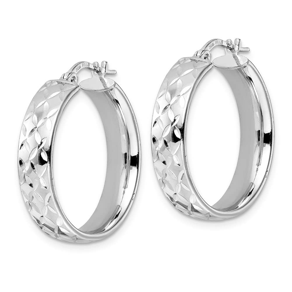 Sterling Silver Diamond Cut Hoop Earrings for Women - 1.09 Inch Polished Dangle Earrings | Perfect for Parties, Weddings & Everyday Wear