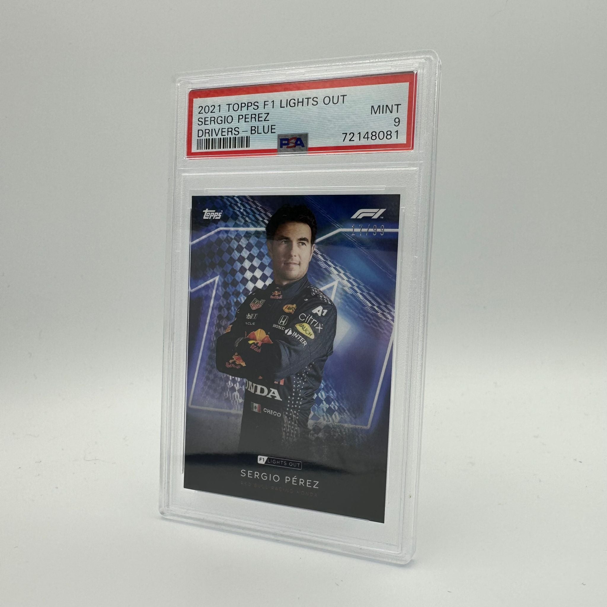 PSA 9 Graded 17/99 Sergio Perez Blue Parallel Racing Card - Perfect for Collectors, Fans & Sports Memorabilia Displays