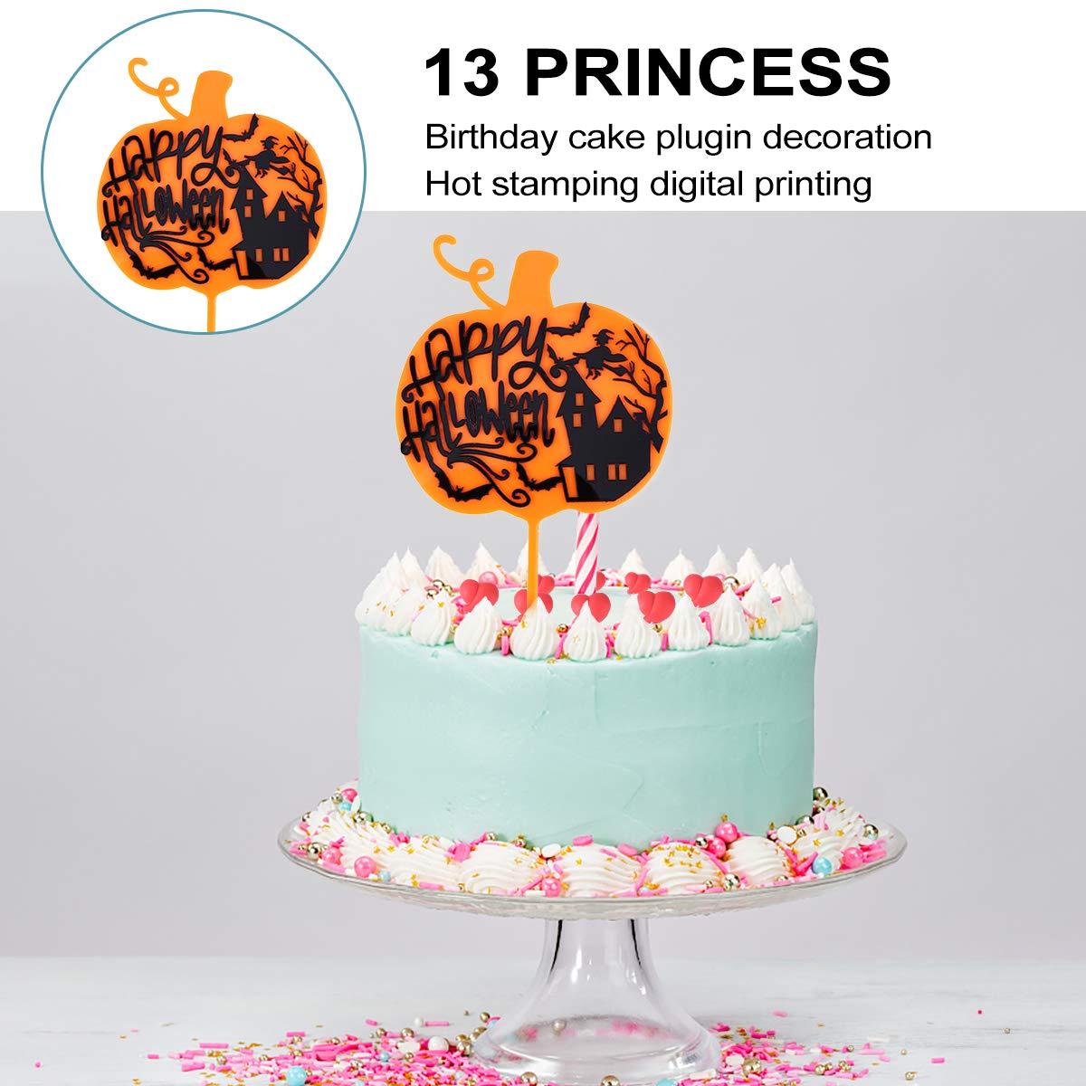 5pcs Halloween Acrylic Cake Toppers - Spooky Cake Decorations for Halloween Party, Birthday, Cupcake & Dessert Decorating
