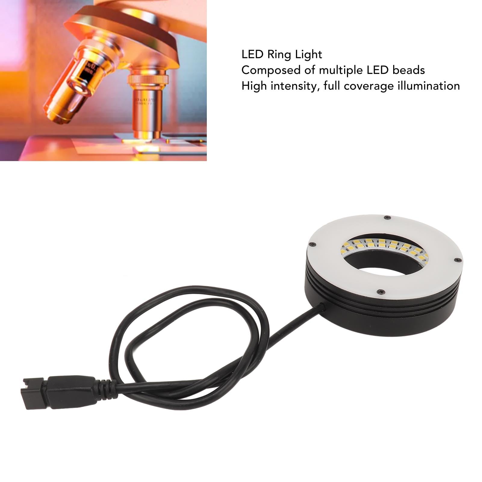 LED Ring Light for Stereo Microscopes - Bright & Focused Illuminator with 0° Angle - Perfect for Small Lathes, Jewelry Making & PCB Inspection
