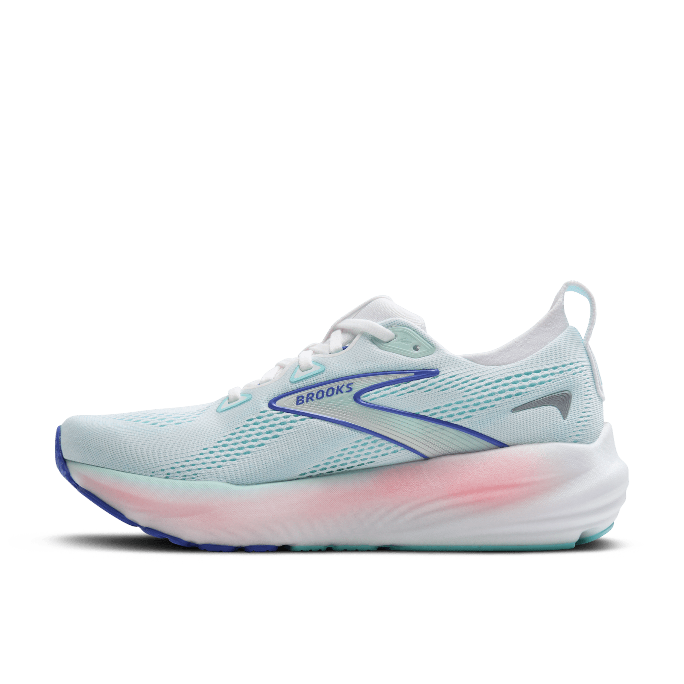 Brooks Glycerin 22 Women's Running Shoes (B Width) - White/Limpet Shell/Amparo Blue | Cushioned Road Running Sneakers for Long Distance & Marathon Training
