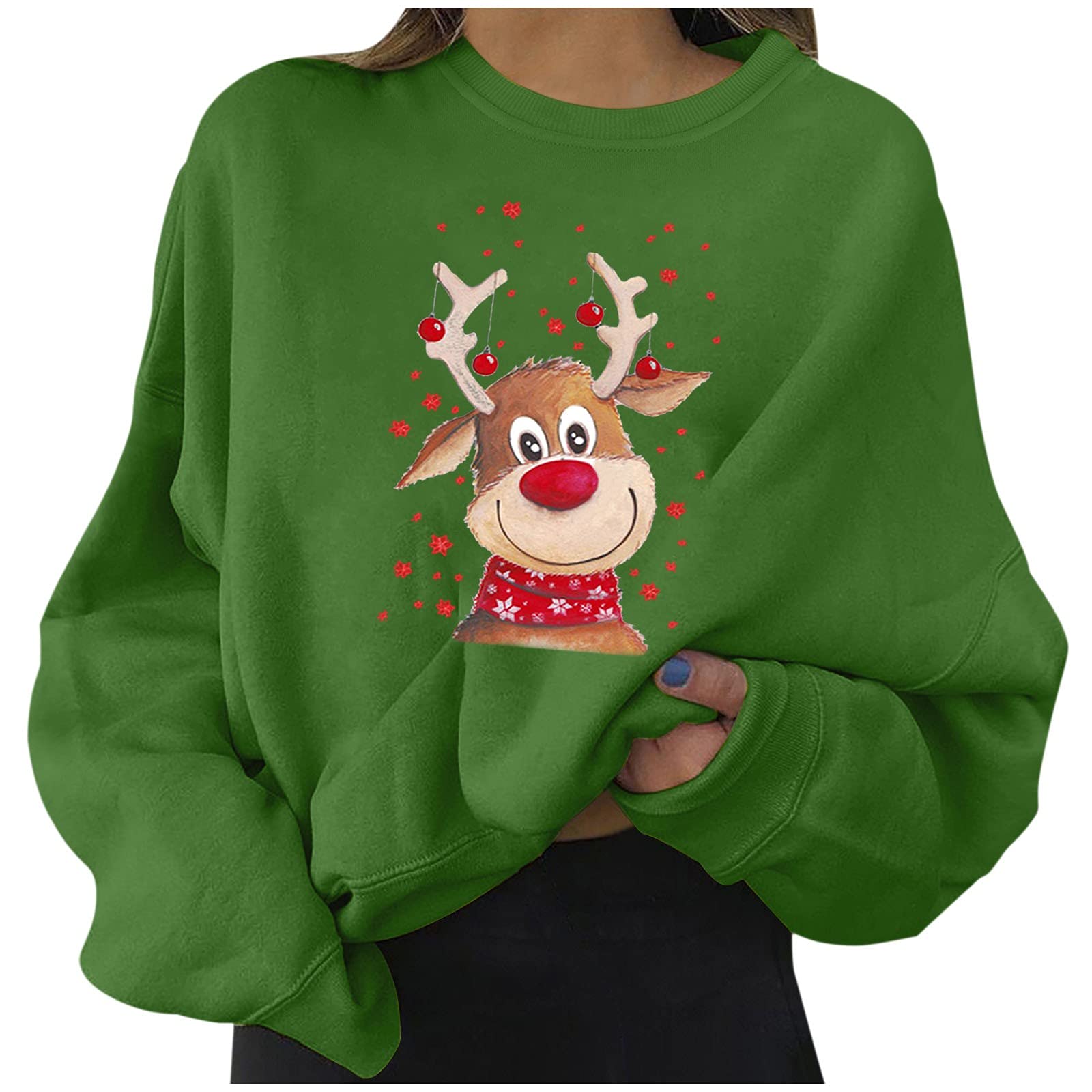 Women's Christmas Print Sweatshirt - Long Sleeve Pullover Hoodie with Zipper | Cozy Holiday Fashion for Winter Parties & Casual Outings