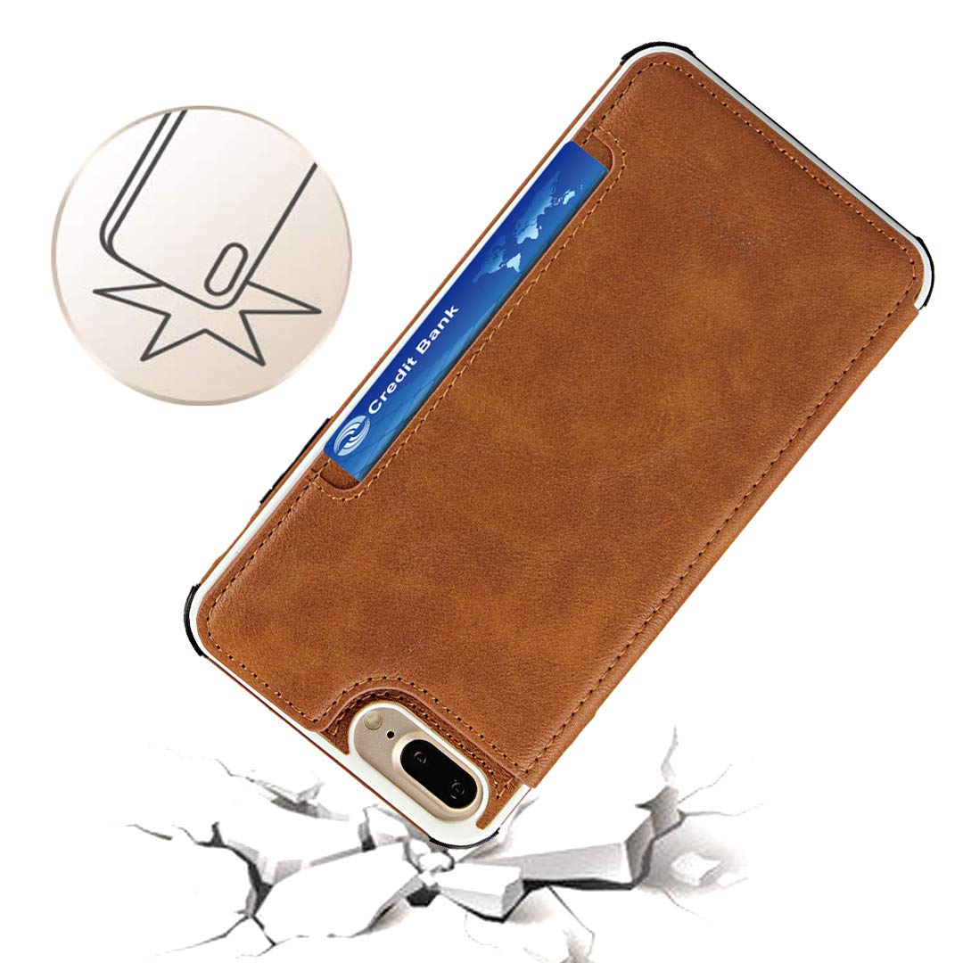 Premium Leather Wallet Case for iPhone 7 Plus/8 Plus - RFID Blocking Card Holder & Flip Cover | Slim Protective Phone Case with 3 Card Slots | Perfect for Business, Travel & Everyday Use