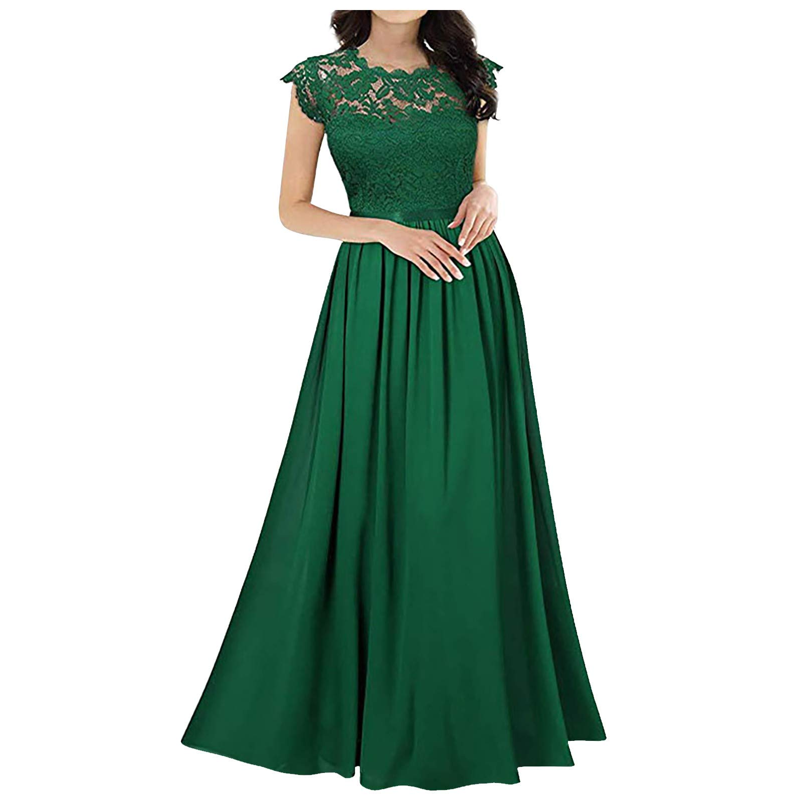 Elegant Chiffon Beach Vacation Dress for Women - Lace Stitching Party Gown for Bridesmaids & Evening Events - Perfect for Summer Getaways, Weddings & Cocktail Parties