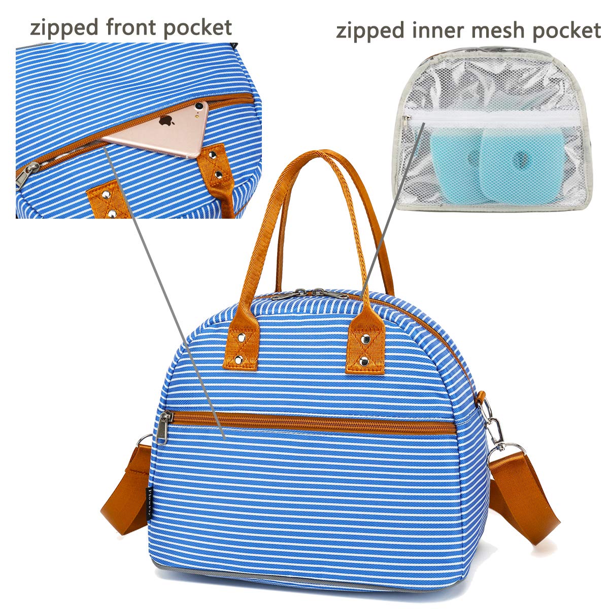 FlowFly Insulated Lunch Bag with Shoulder Strap - Large Reusable Freezable Lunch Tote for Men, Women & Kids - Perfect for Work, School, Picnics & Meal Prep - Royal Blue