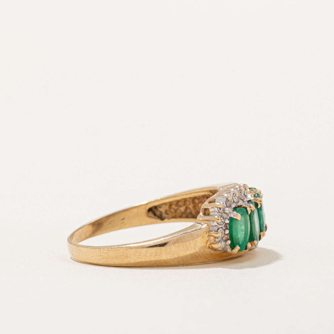1.25ctw Five Stone Emerald & Diamond Ring - 0.08ctw Diamond Accents - Size 7 - Perfect for Engagement, Anniversary & Special Occasion Gifts