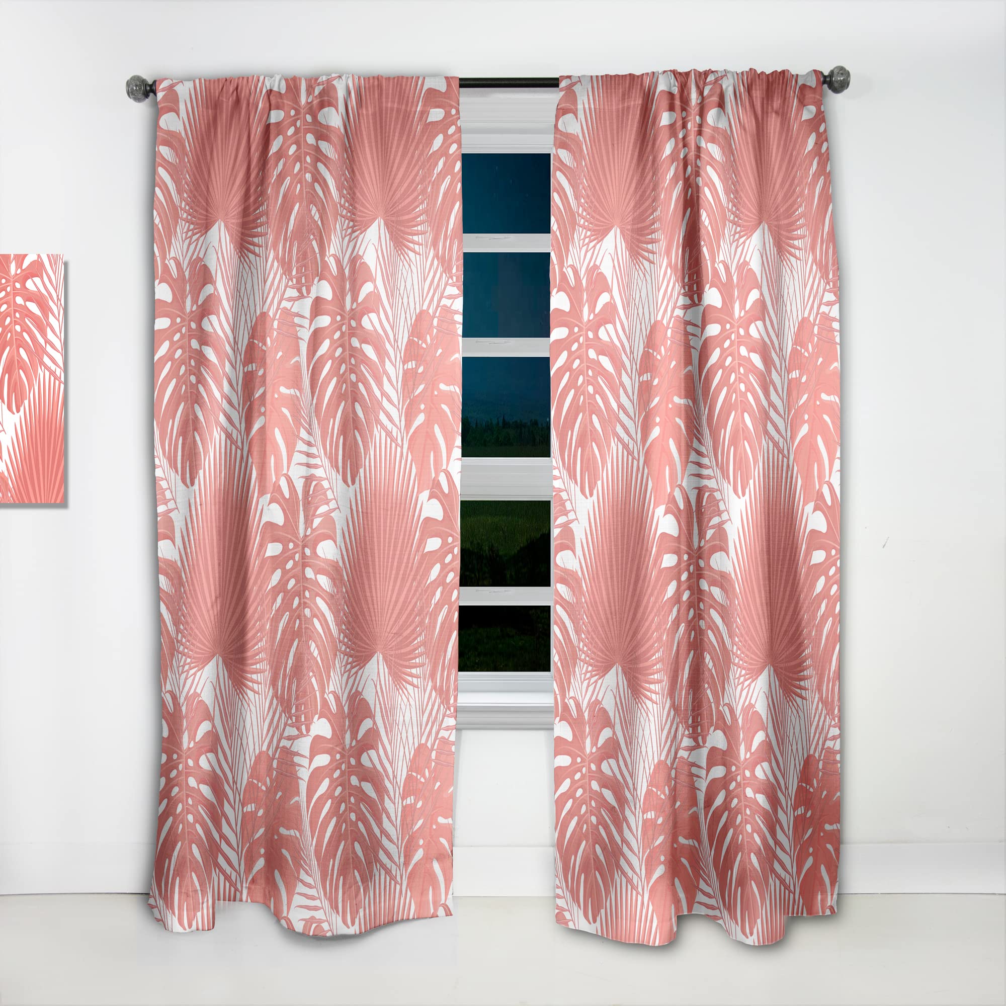 Tropical Retro Foliage Coral I Thermal Insulated Curtains - 52x120 Single Panel for Bedroom & Living Room - Perfect for Home Decor, Sun Protection & Energy Saving