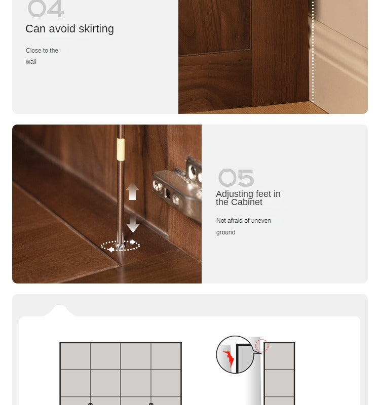 Premium Black Walnut Solid Wood Wardrobe Closet - Spacious Storage for Bedroom, Walk-In Closet & Guest Room Organization