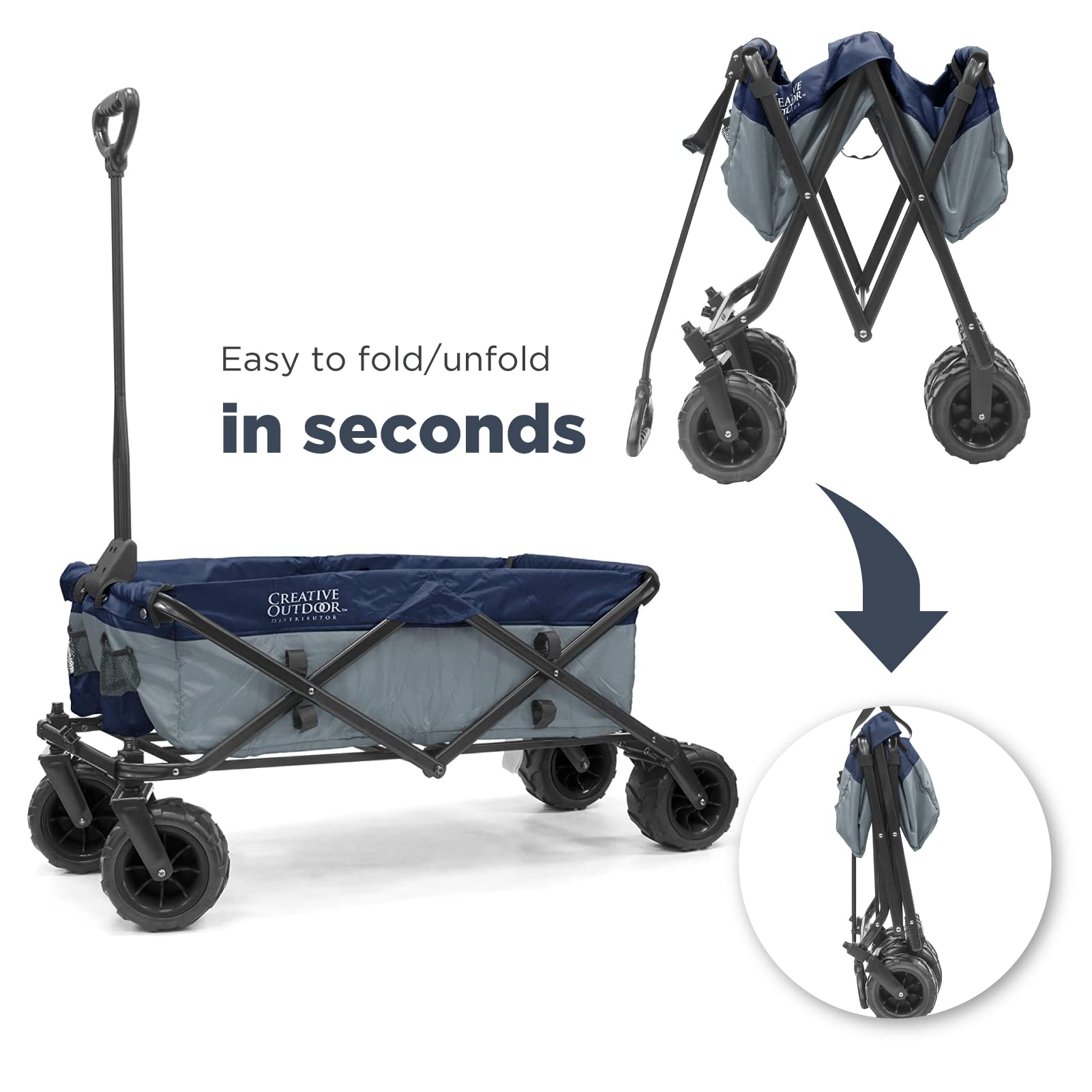 Best Collapsible Outdoor Wagon for Kids - All Terrain Push Pull Stroller with Foldable Design | Perfect for Beach, Park, Garden, Sports & Camping Trips | Durable Cargo Cart for Family Outings and Outdoor Adventures
