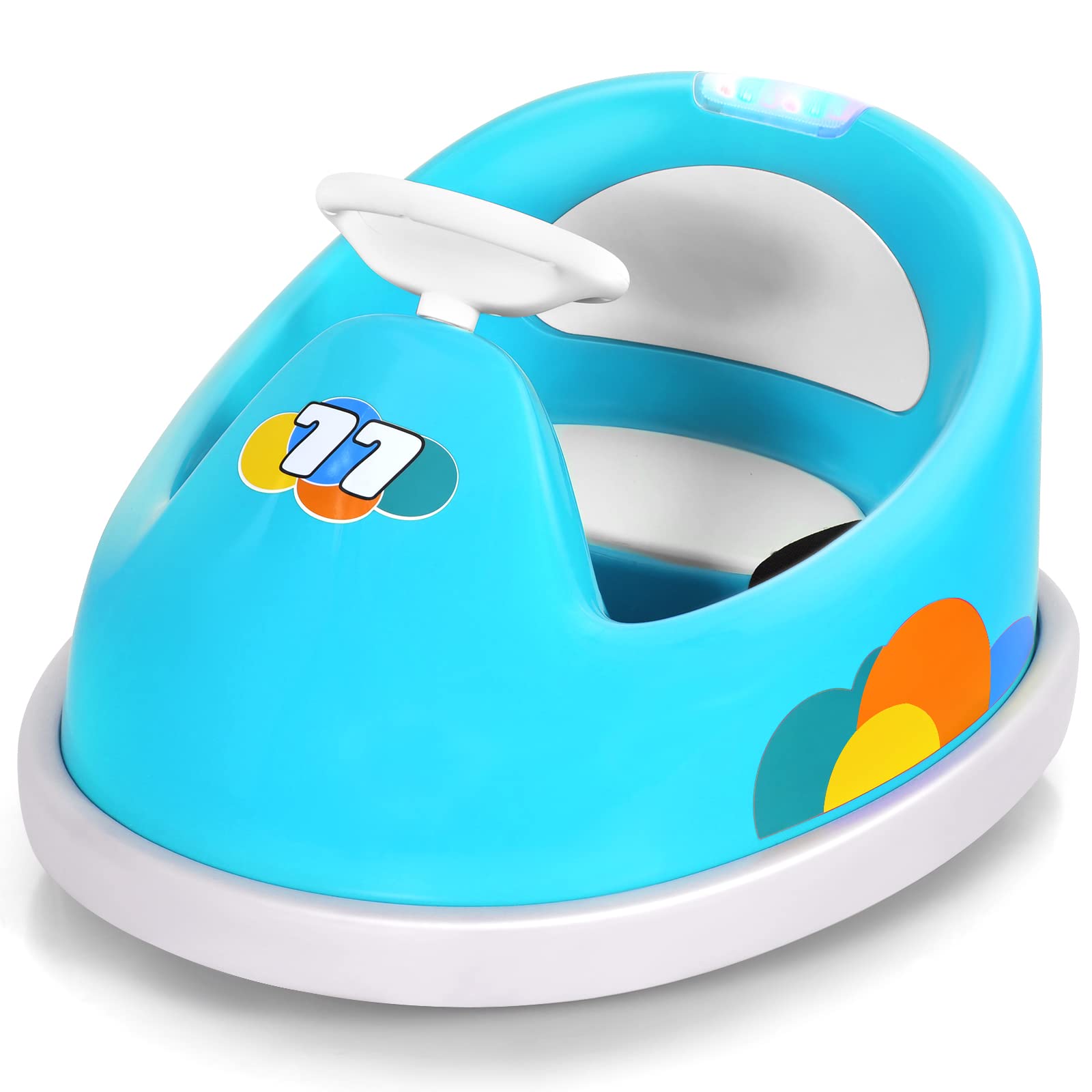 OLAKIDS 6V Electric Ride On Bumper Car for Kids - Remote Control Battery Powered Toy Vehicle with 360° Spin, Music & LED Lights - Perfect for Indoor/Outdoor Play, Birthday Gifts & Toddler Racing Fun (Blue)