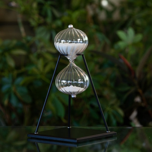 30 or 60 Minute Twisted Glass Hourglass Timer with Stand - Black - Perfect for Kitchen, Classroom, and Office Productivity