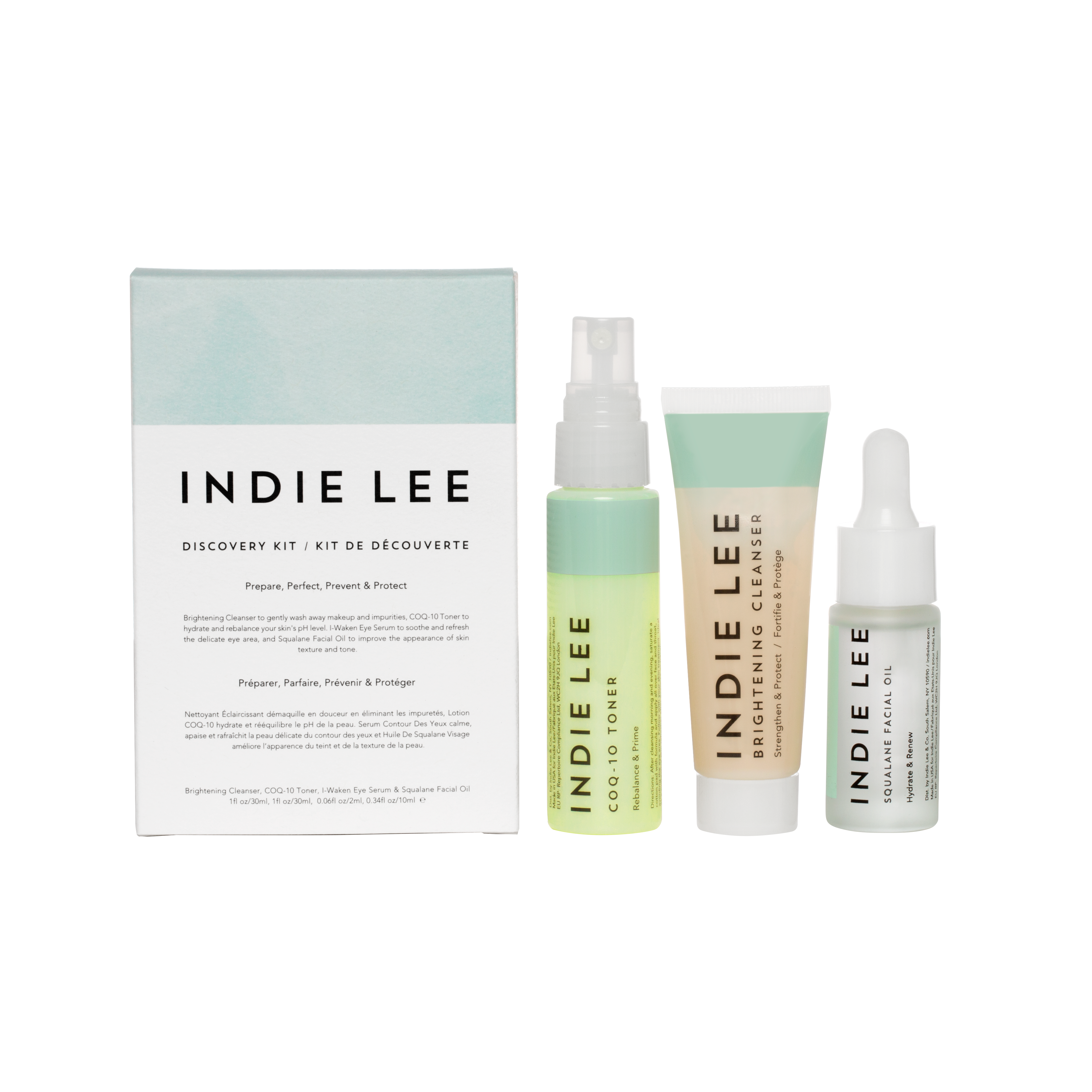 Indie Lee Skincare Discovery Kit - Mini Travel Size Set with Natural & Organic Products for Face & Body - Perfect for On-the-Go, Gifts & Sample Testing