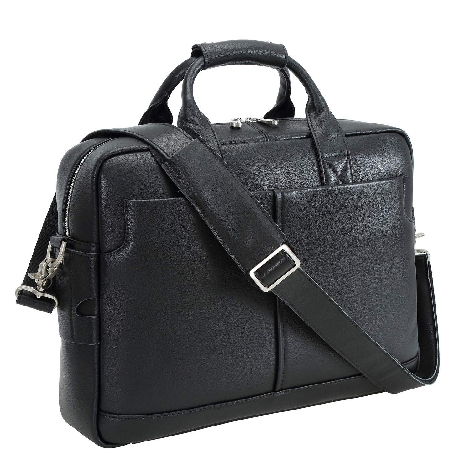 Polare Genuine Leather Briefcase for Men - Professional Business Travel Messenger Bag with YKK Metal Zipper - Fits 15.6 Inch Laptop - Perfect for Office, Commuting & Business Trips