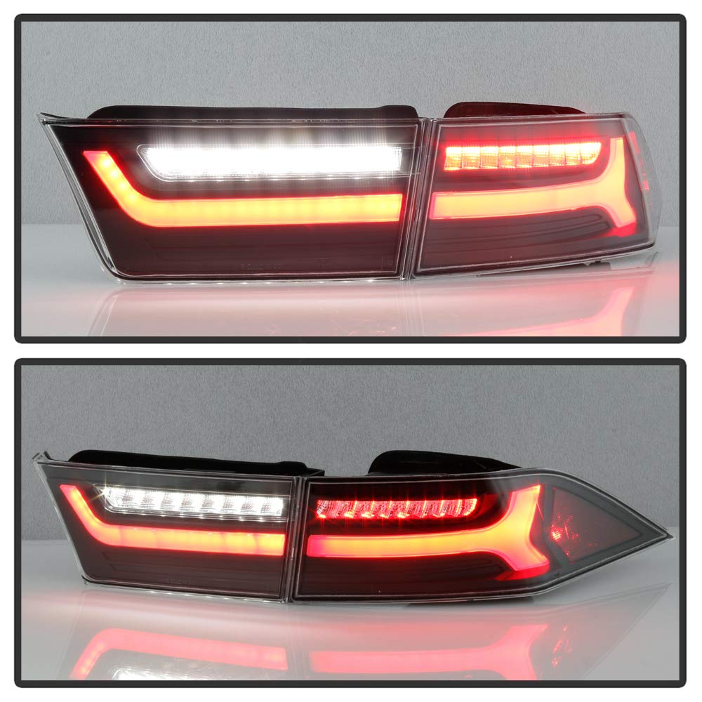 ACANII Black Housing Full LED Tube Rear Tail Lights Brake Lamps Assembly for 2004-2008 Acura TSX - Driver & Passenger Side - Enhance Night Visibility & Style