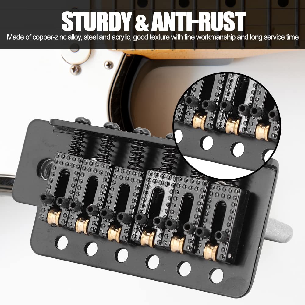 Premium Black Guitar Tremolo Bridge System - Roller Single Locking Vibrato Tailpiece for ST/Stratocaster Replacement | Perfect for Smooth Pitch Shifts & Stable Tuning in Rock, Blues & Metal Performances
