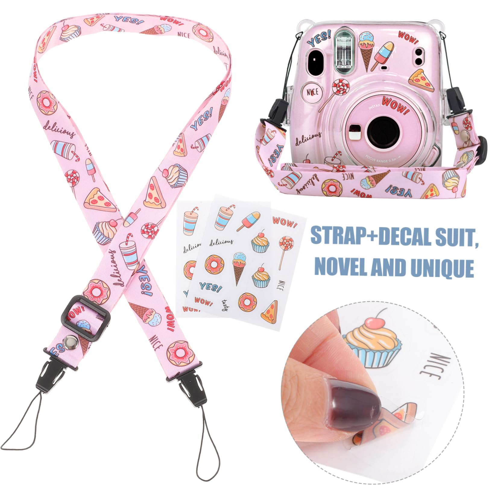 OSALADI 2 Pack Mini Camera Strap Stickers - Small Instant Camera Accessories for Photographers, Film Sticker Handle for Mini Room & Instant Cameras | Perfect for Travel Photography, Vlogging & Creative Camera Decoration
