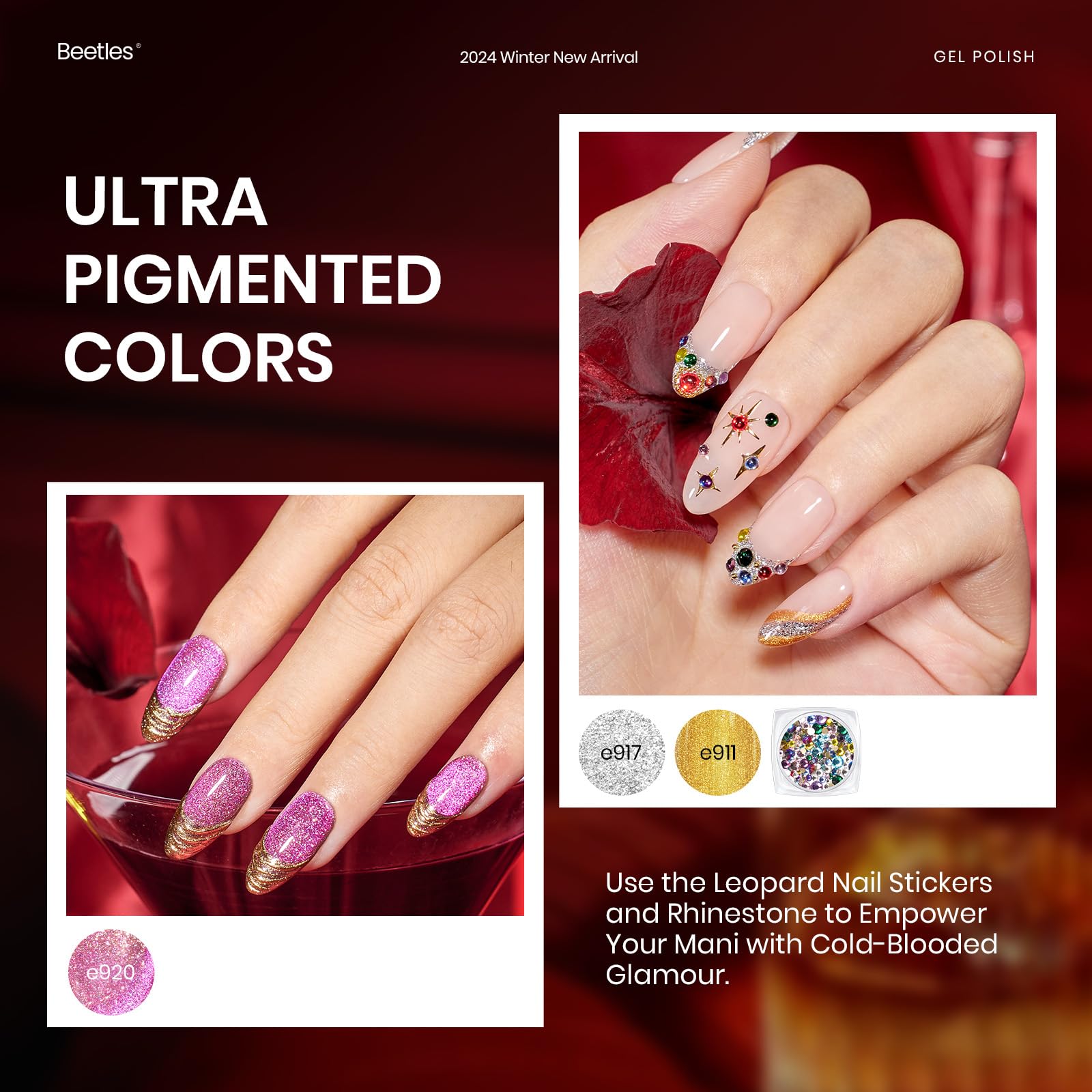 Beetles Gel Nail Polish Kit - 20 Colors Cat Eye Glitter Gel Polish Set with Stickers, Rainbow Rhinestones, Base & Top Coat (Glossy & Matte) | Spring Summer Nails | Mob Wife Collection | All-Season Gift for Women | Perfect for DIY Manicures, Nail Salon & Special Occasions