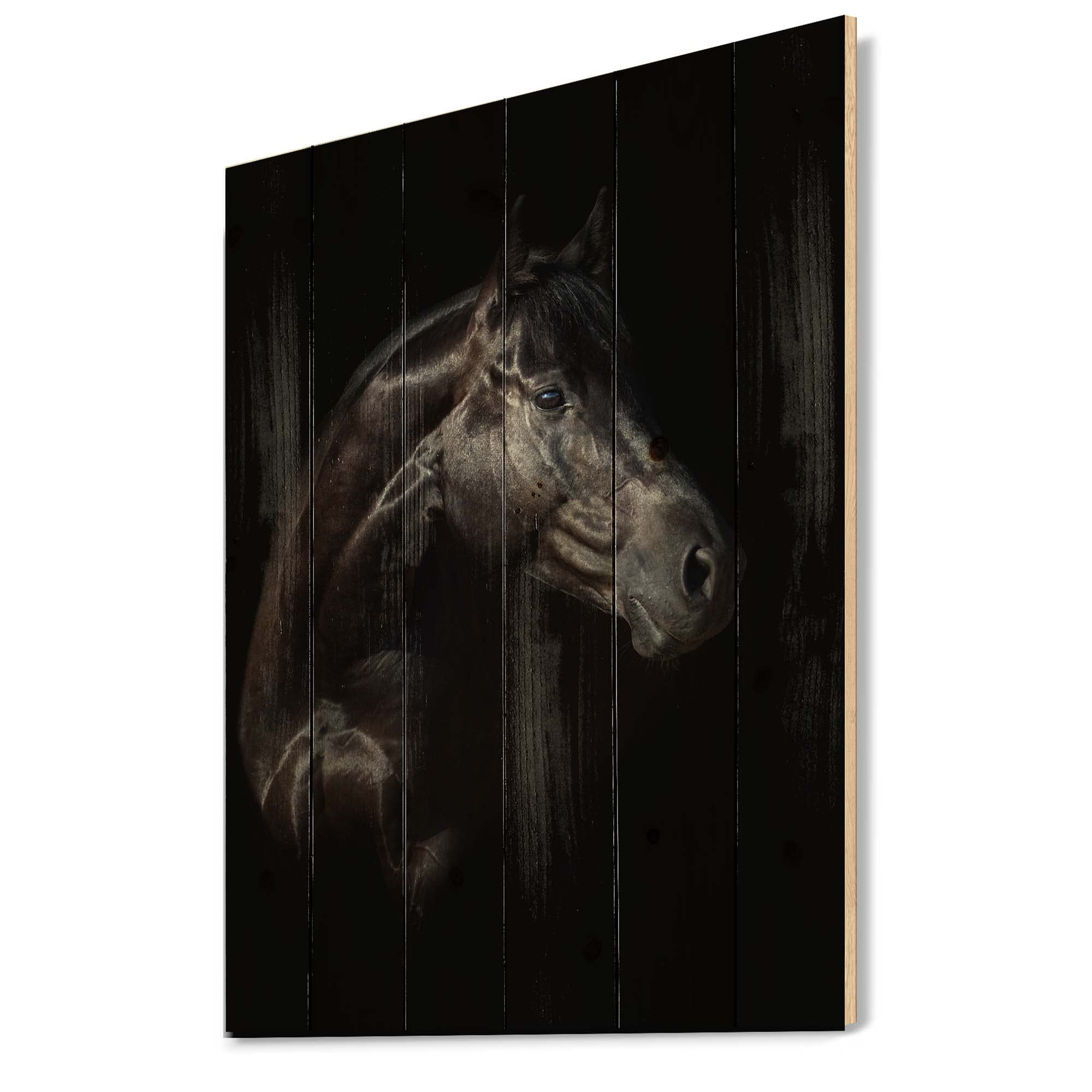 Farmhouse Wood Wall Decor - Silhouette of Horse and Girl, Black Wood Wall Art, Large Animal Wood Panels Printed on Natural Pine - Perfect for Living Room, Bedroom, or Country Home Décor