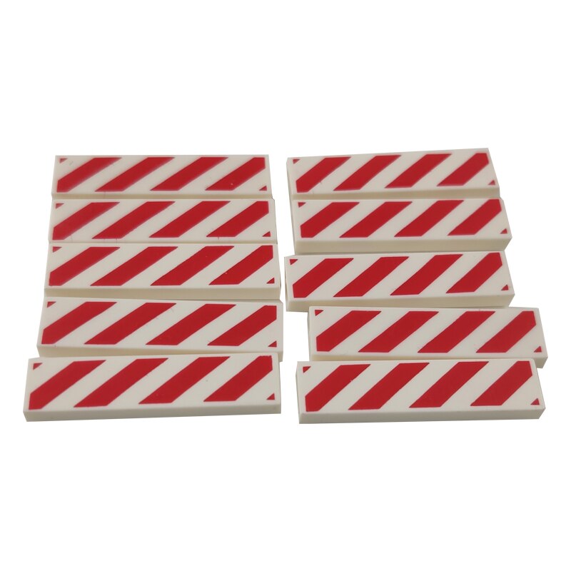 20pcs 1x4 Printing Barricade Warning Bricks for LEGO MOC Building Blocks (Part 2431) - Perfect for Construction Scenes, Police Barriers & Safety Warning Displays