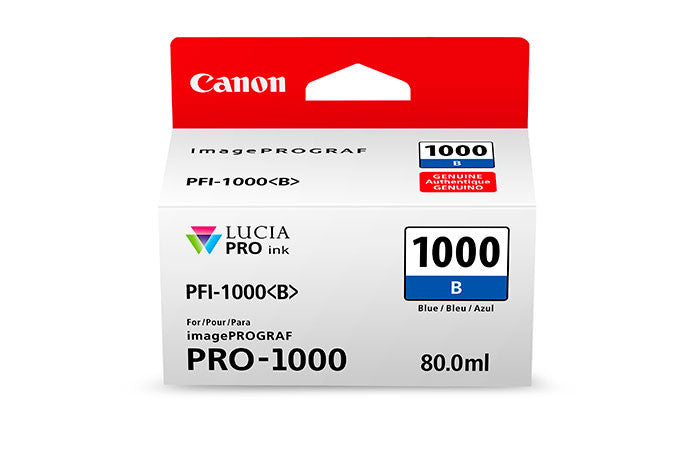 Canon PFI 1000 LUCIA PRO Blue (B) Ink Cartridge 80ml for PRO-1000 Printer - High-Quality Photo Printing for Professional Photographers & Artists
