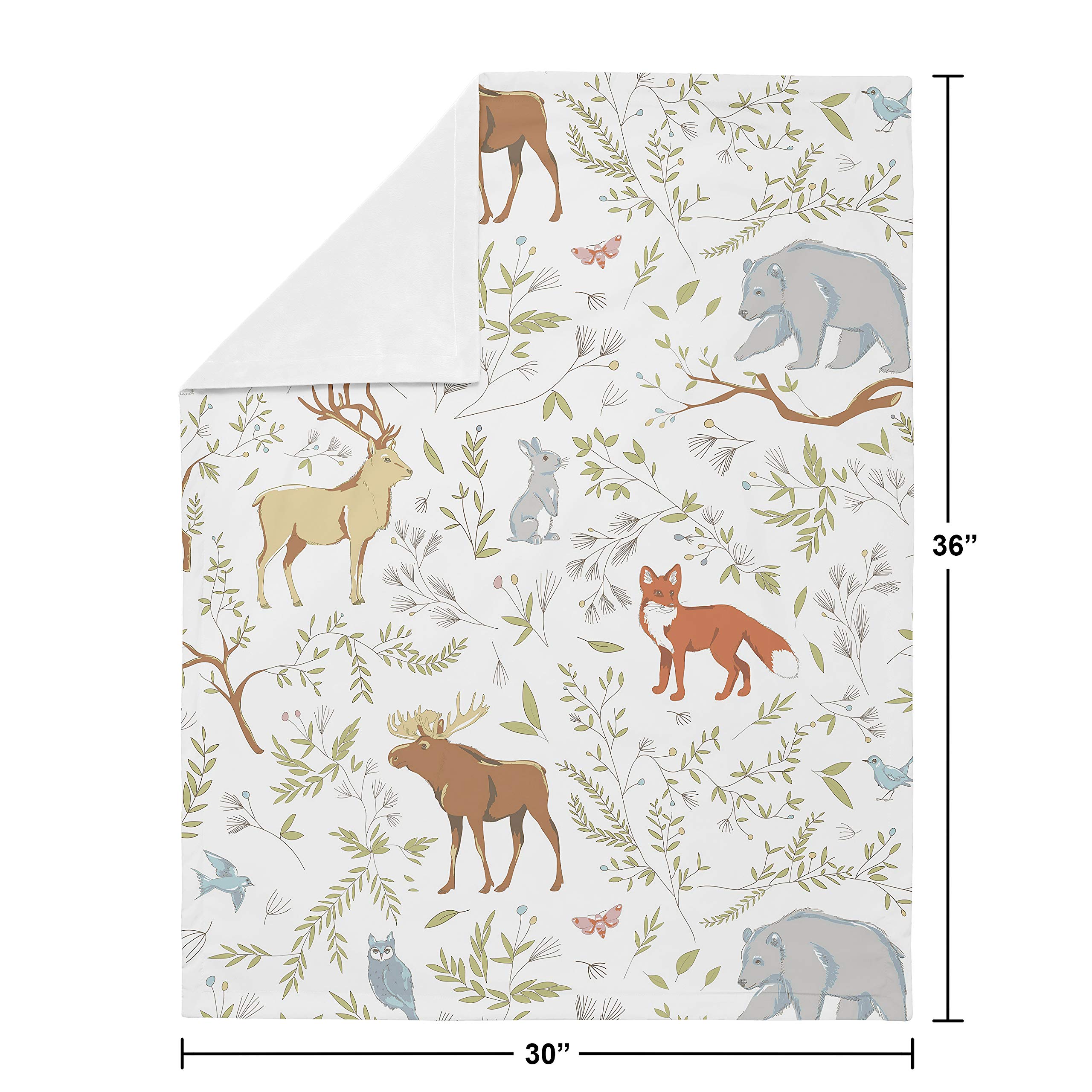 Sweet Jojo Designs Woodland Animal Swaddle Blanket - Bear Deer Fox Print, Soft Minky Fabric for Baby Boys & Girls, Newborn Toddler Nursery, Car Seat & Stroller Accessories (Grey, Green, Brown) - Perfect for Cozy Naps, Photo Shoots & Outdoor Adventures