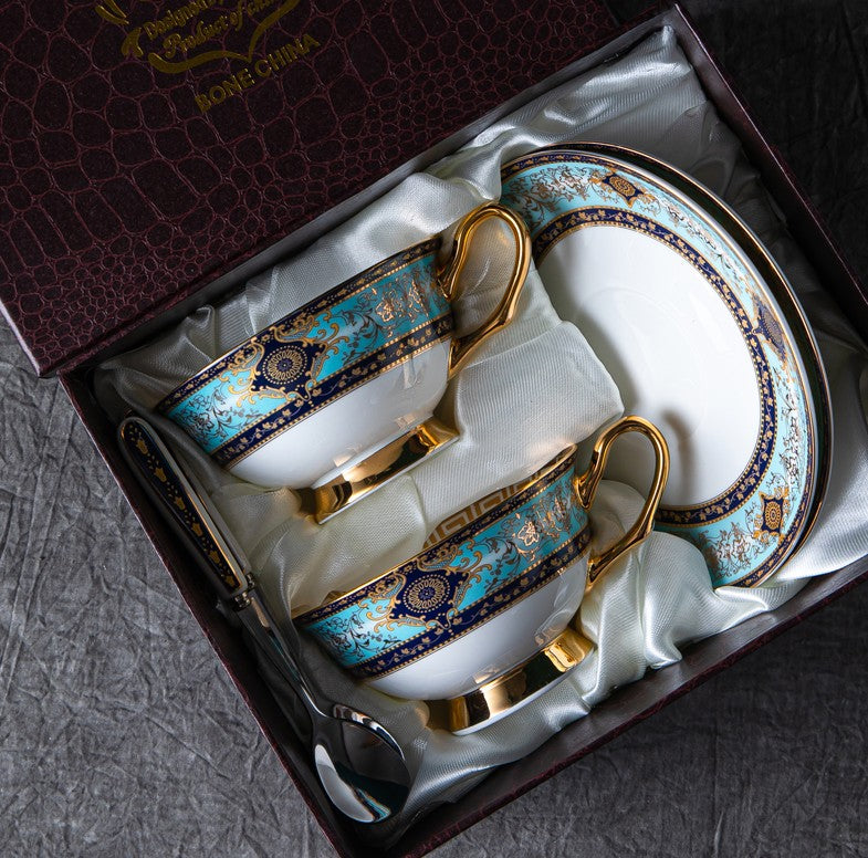 Premium British Bone China Coffee & Tea Cup Set - Elegant Porcelain Tea Cups with Saucers, Office & Home Use - Perfect Gift Boxed Set for Tea Lovers & Coffee Enthusiasts