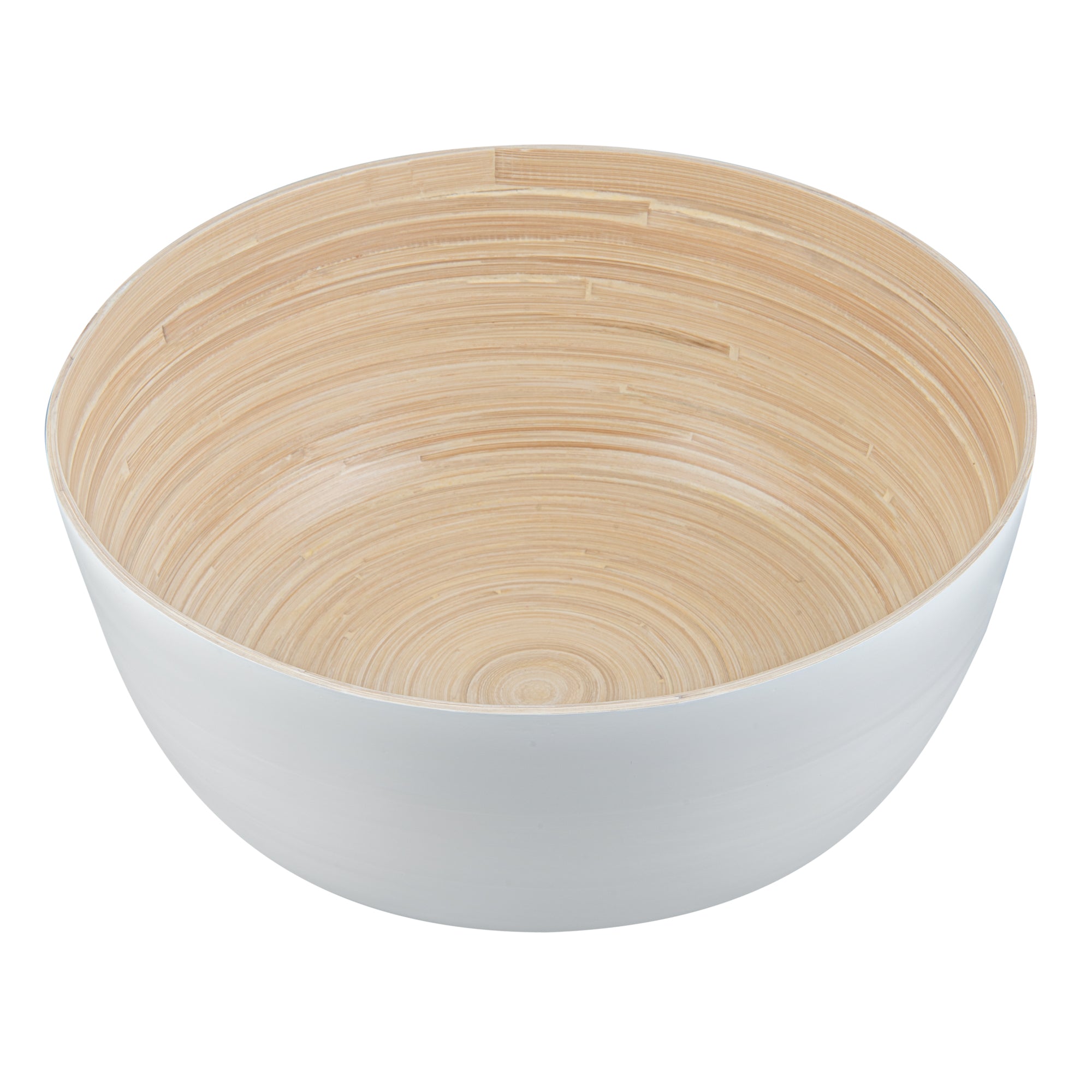 Bambuddha 51 oz Extra Large Round White Spun Bamboo Salad Bowl - 13.5