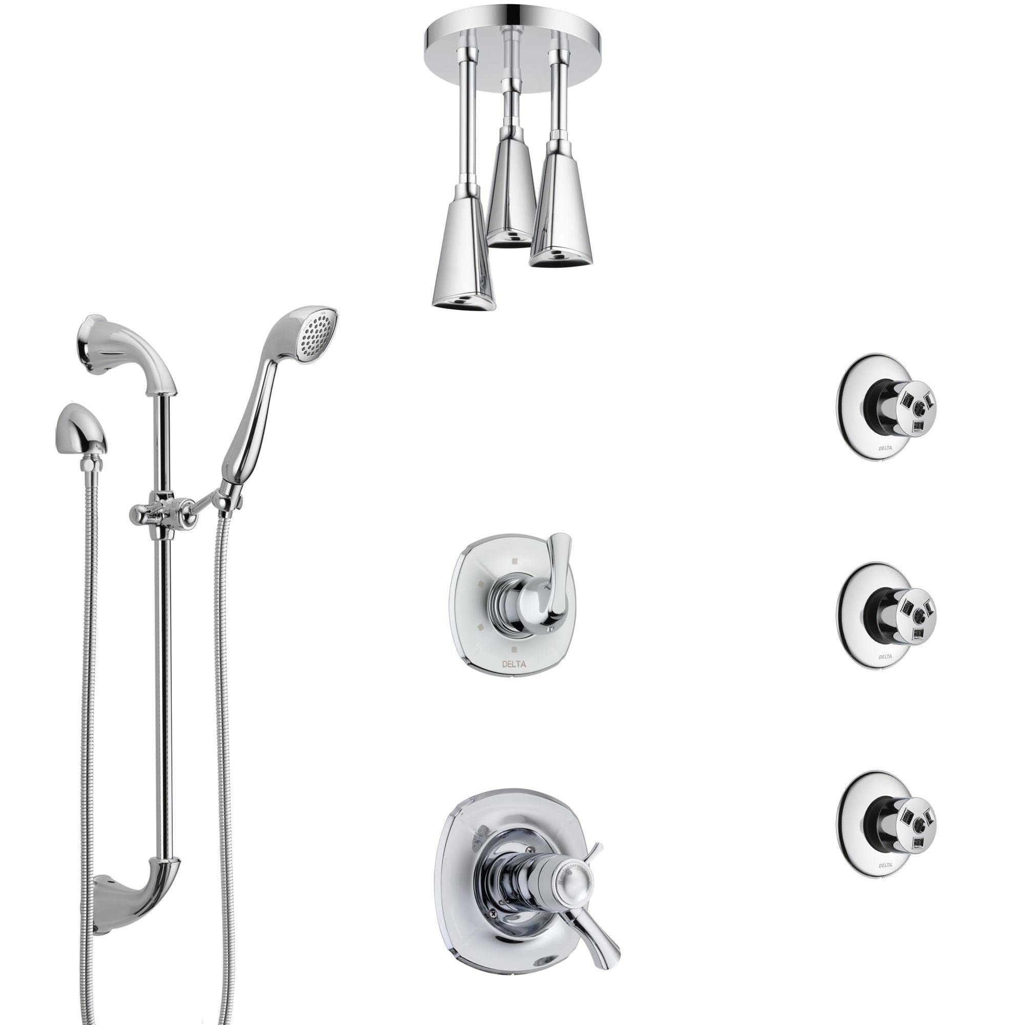 Delta Addison Chrome Shower System with Dual Thermostatic Control, Diverter, Ceiling Mount Showerhead, 3 Body Sprays & Hand Shower SS17T9228 - Luxury Bathroom Upgrade for Spa-Like Experience at Home