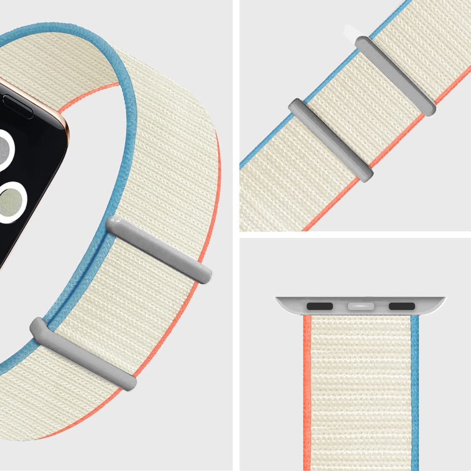 Durable Nylon Sport Loop Band Compatible with Apple Watch Series 1/2/3/4/5/6/7/8/SE - Adjustable Breathable Strap for Workout, Running & Daily Wear
