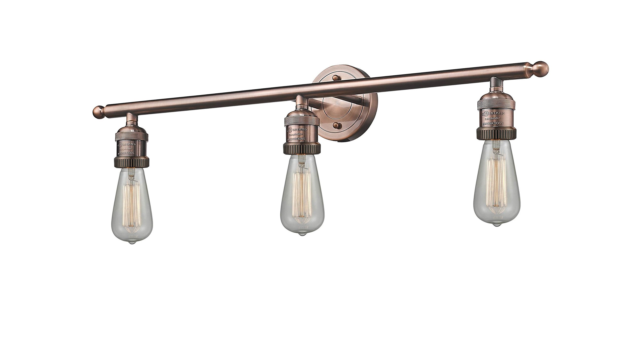 Innovations 204-AC-LED 3-Light Bathroom Vanity Lighting Fixture - Antique Copper Finish, Franklin Restoration Collection - Perfect for Vintage-Style Bathrooms & Powder Rooms