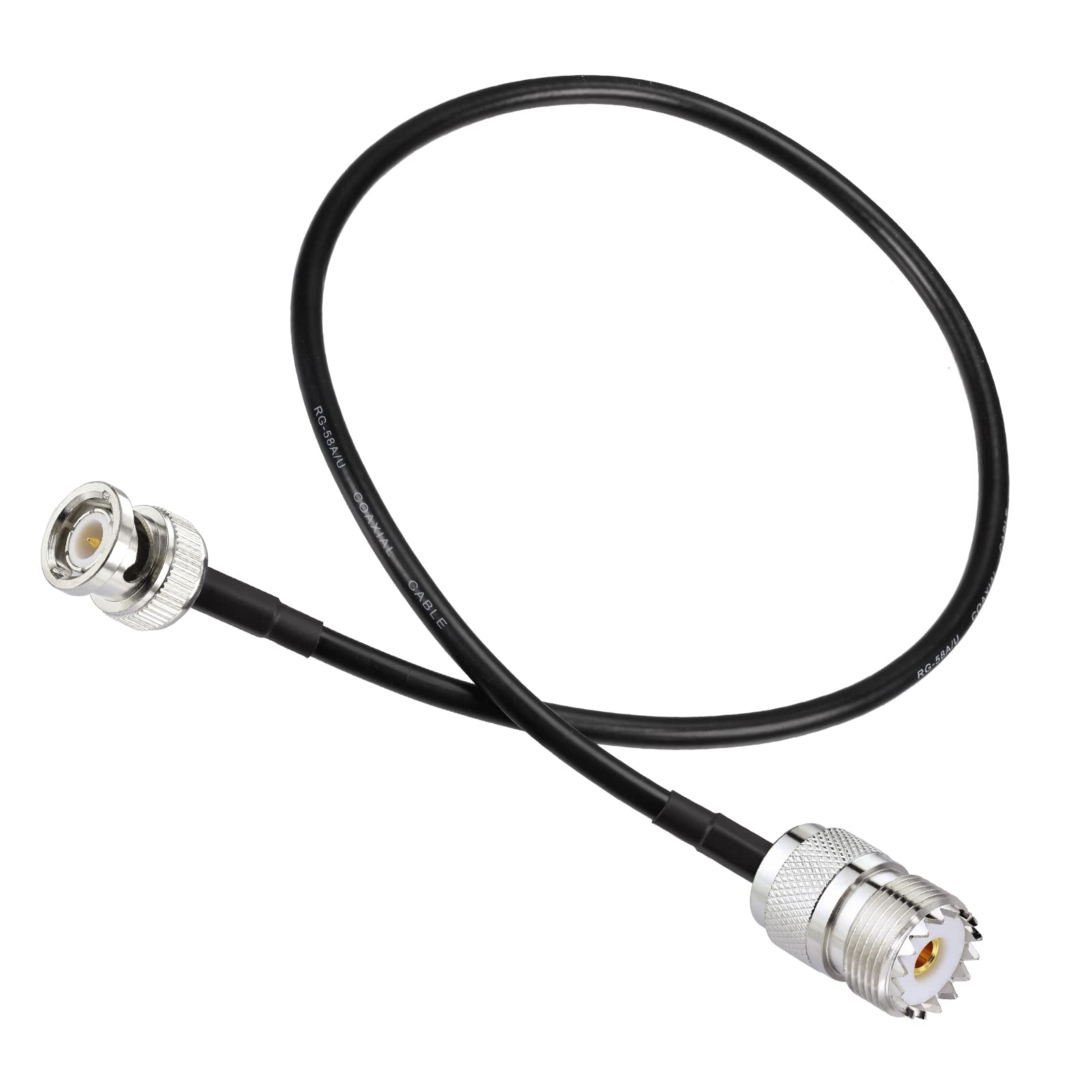 Eightwood UHF Female SO239 to BNC Male Adapter Antenna Jumper Cable RG58 1.6 Feet - Compatible with Handheld CB Radio, Amateur Radio, Ham Radio, Radio Scanner - Perfect for Mobile Communication, Emergency Kits & Outdoor Adventures