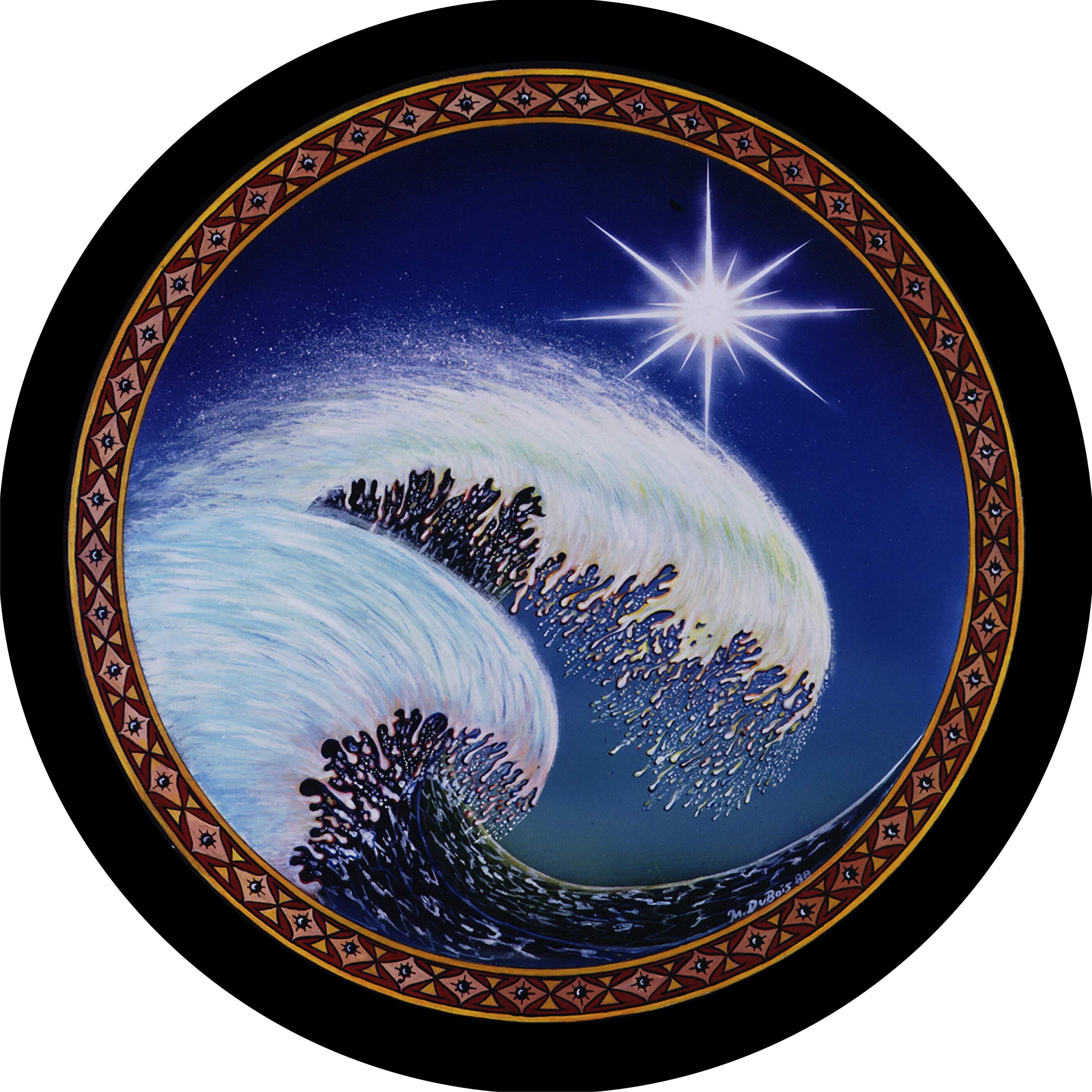Ocean Wave & Moon Spare Tire Cover - Universal Fit for SUVs, Trucks & Jeeps (255/70r18) with Centered Backup Camera Hole - Waterproof & UV Resistant for Outdoor Adventures & Road Trips