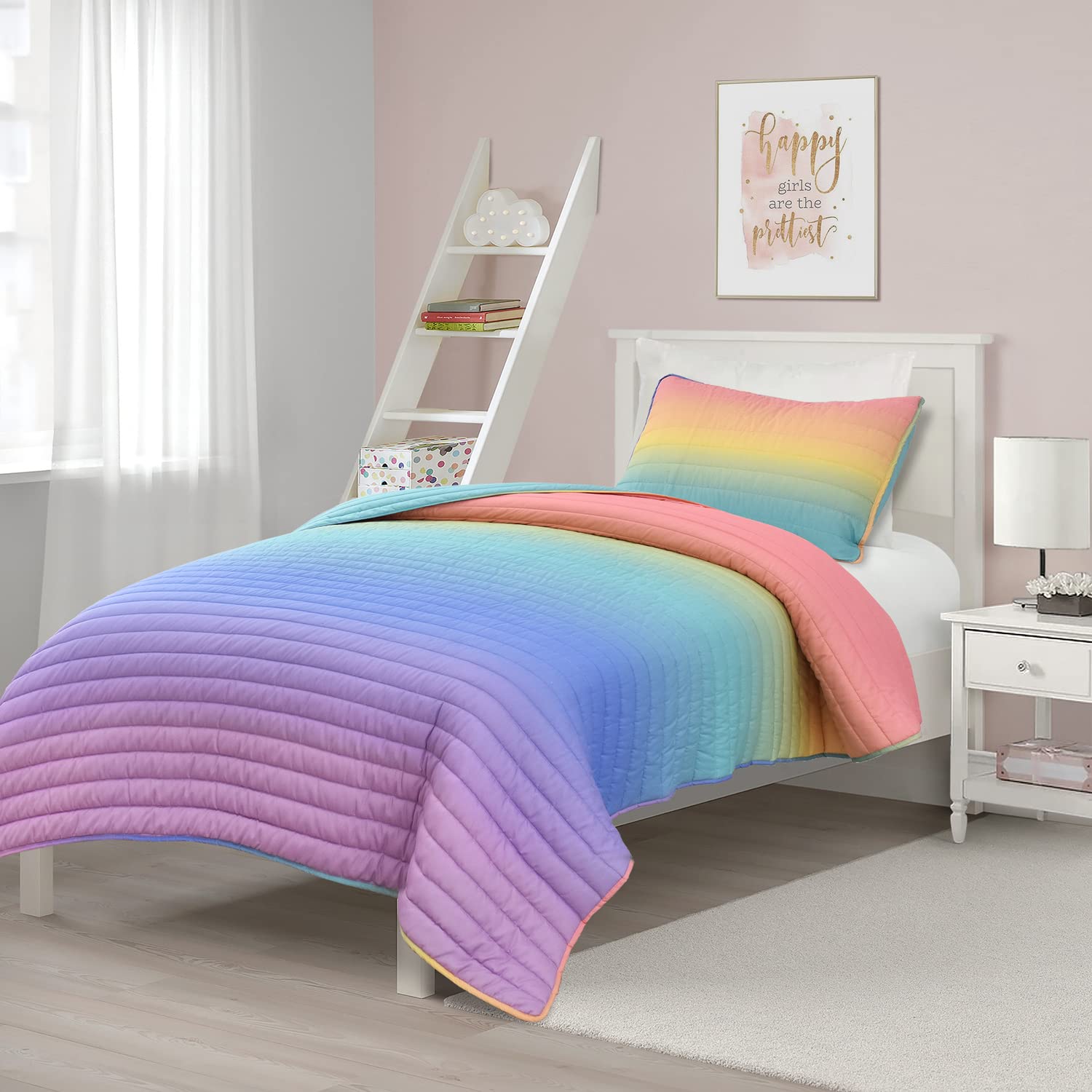 Lush Decor Rainbow Ombre Quilt Set - Twin/Twin XL for Kids Room